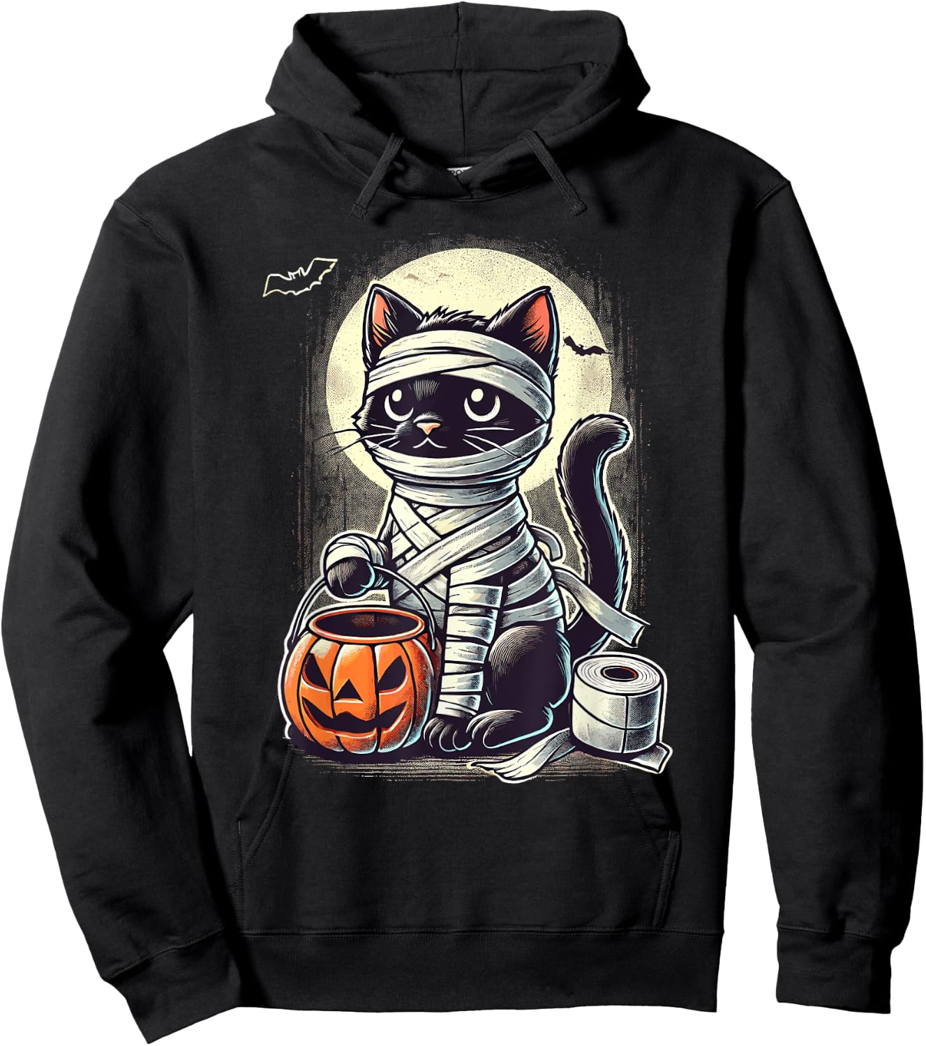 Black Cat Mummy Men Women Kids Halloween Funny Black Cat Hoodie - Hoodie | Black