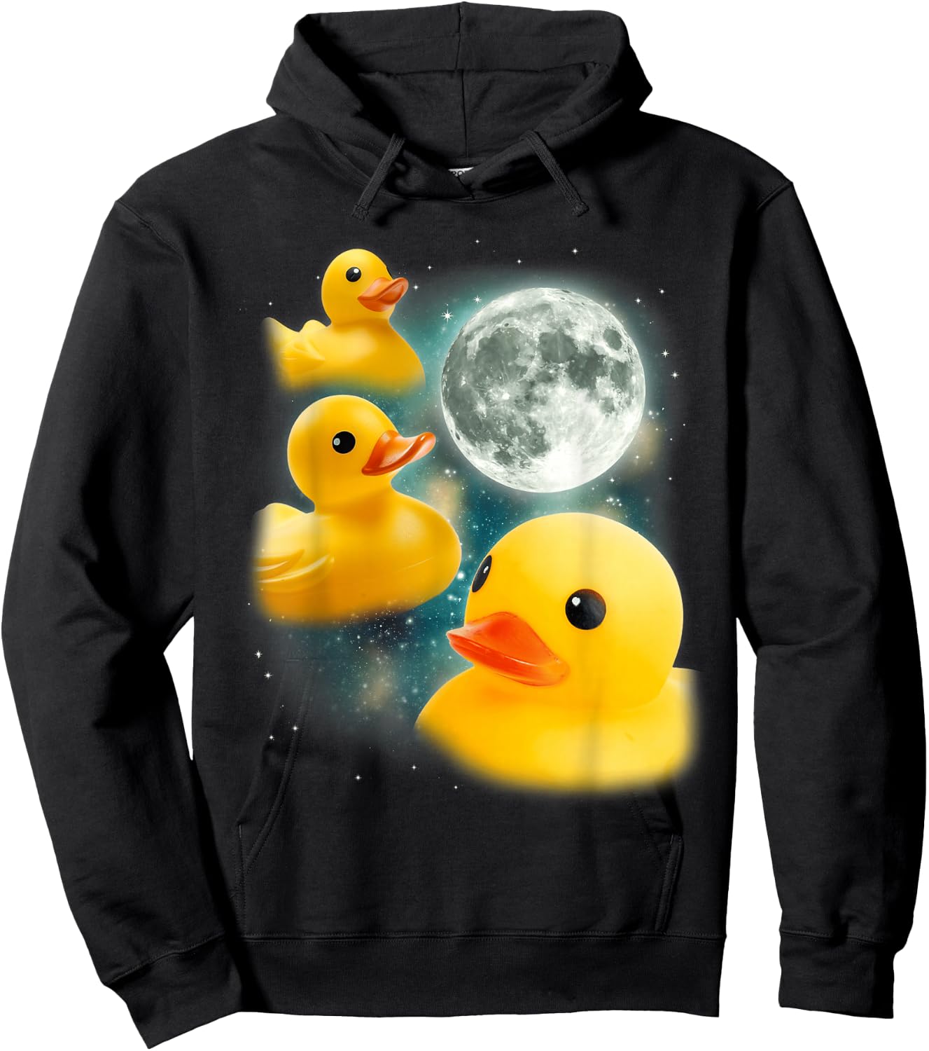Three Rubber Duck Moon | Cursed Bath Toy Funny Rubber Duck Hoodie - Hoodie | Black