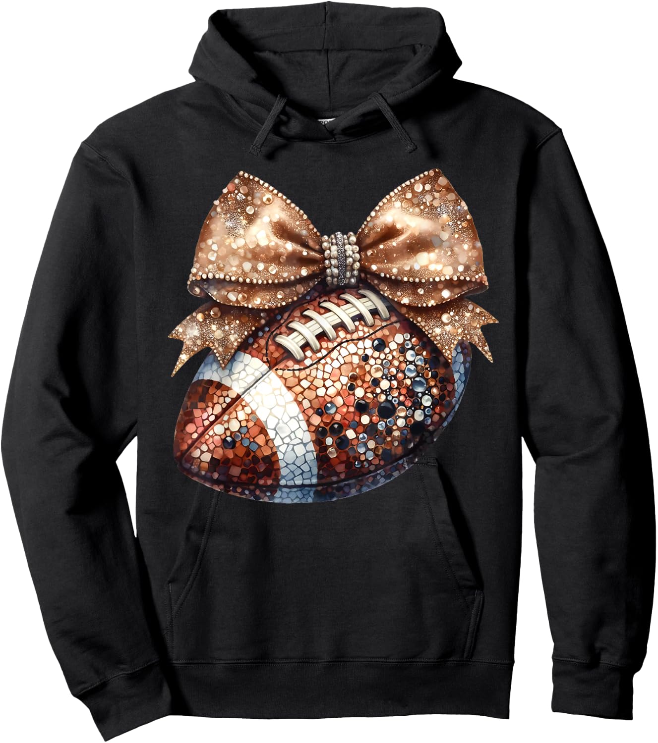 Coquette Bow American Football Game Day Thanksgiving Autumn Hoodie - Hoodie | Black