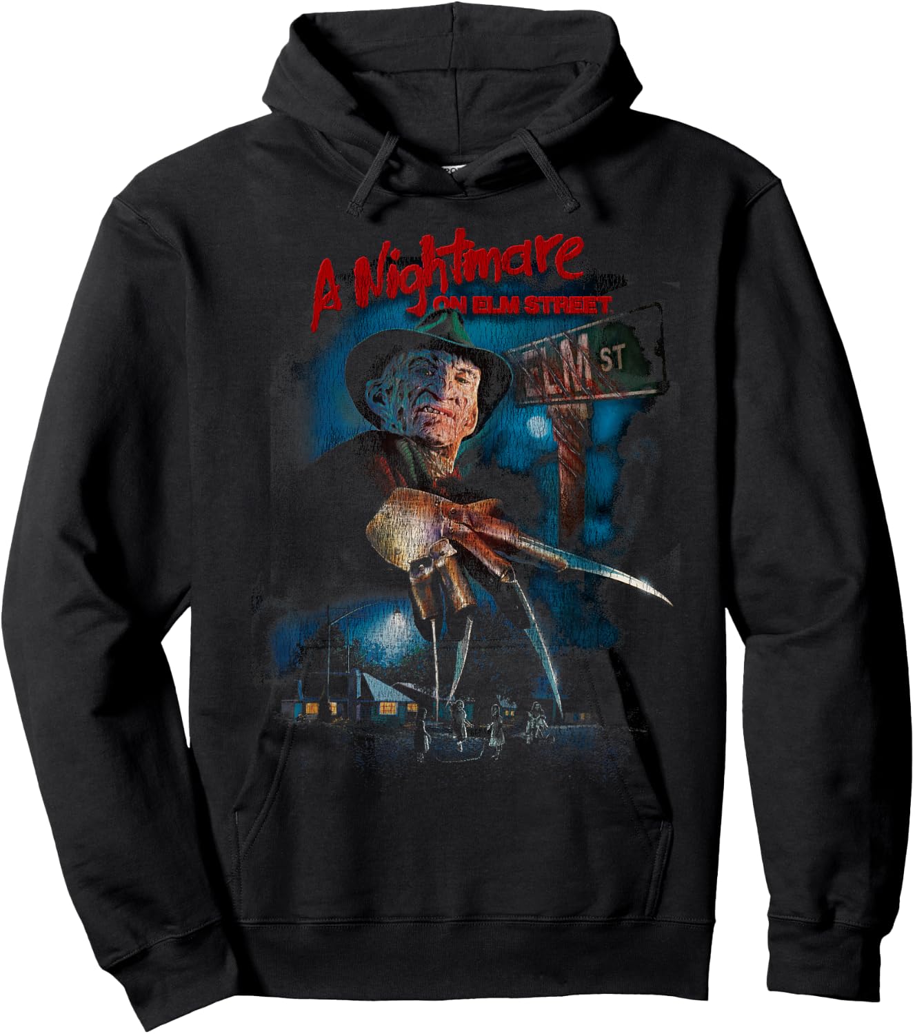 A Nightmare On Elm Street Freddy Poster Fade Hoodie - Hoodie | Black
