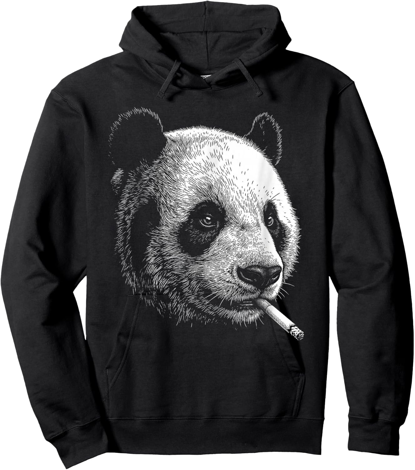Panda Smoking Cigarette Vintage Panda Funny Meme Hoodie - Hoodie | Black