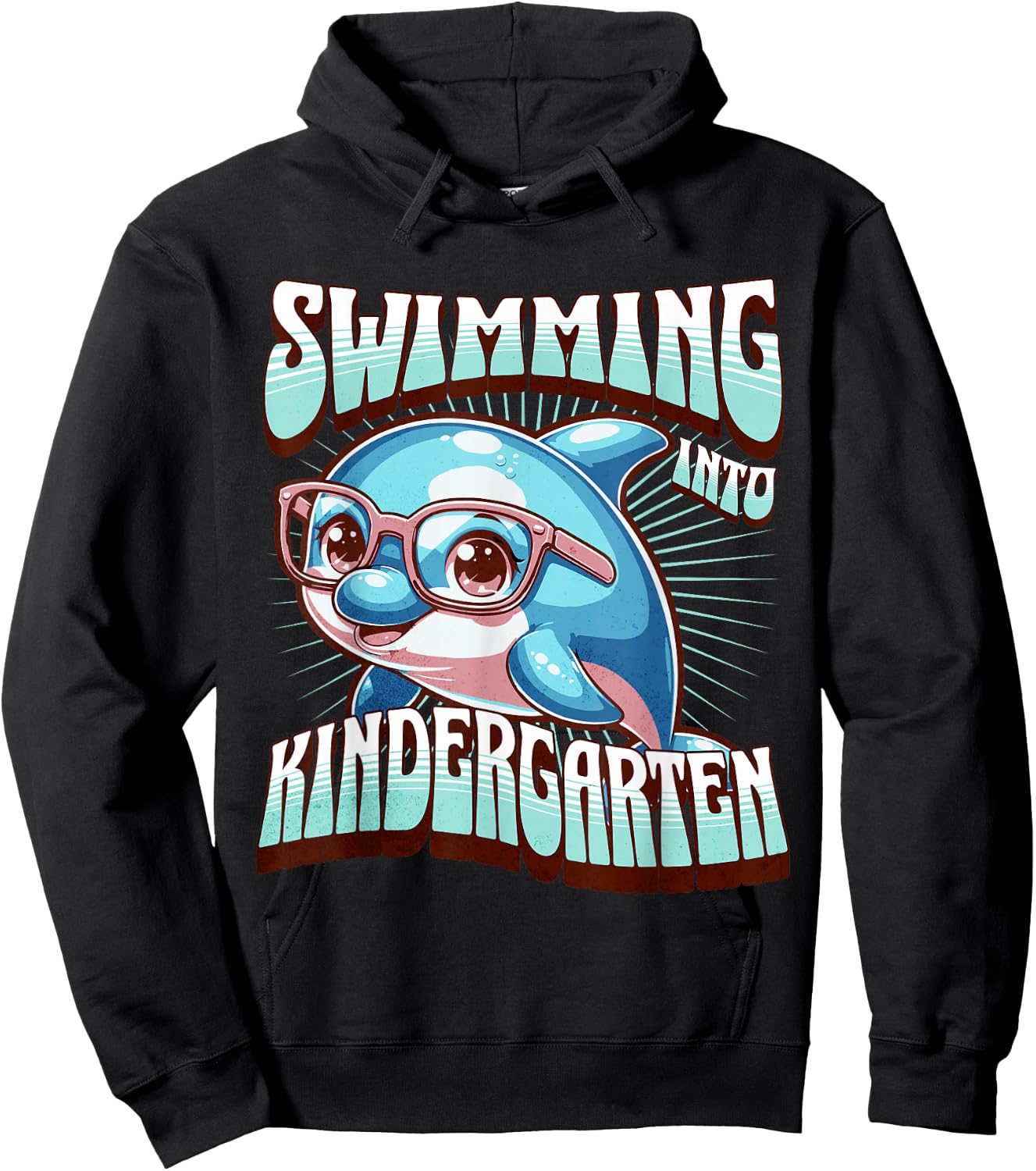 Swimming Into Kindergarten Cute Dolphin Back to School Kid Hoodie - Hoodie | Black