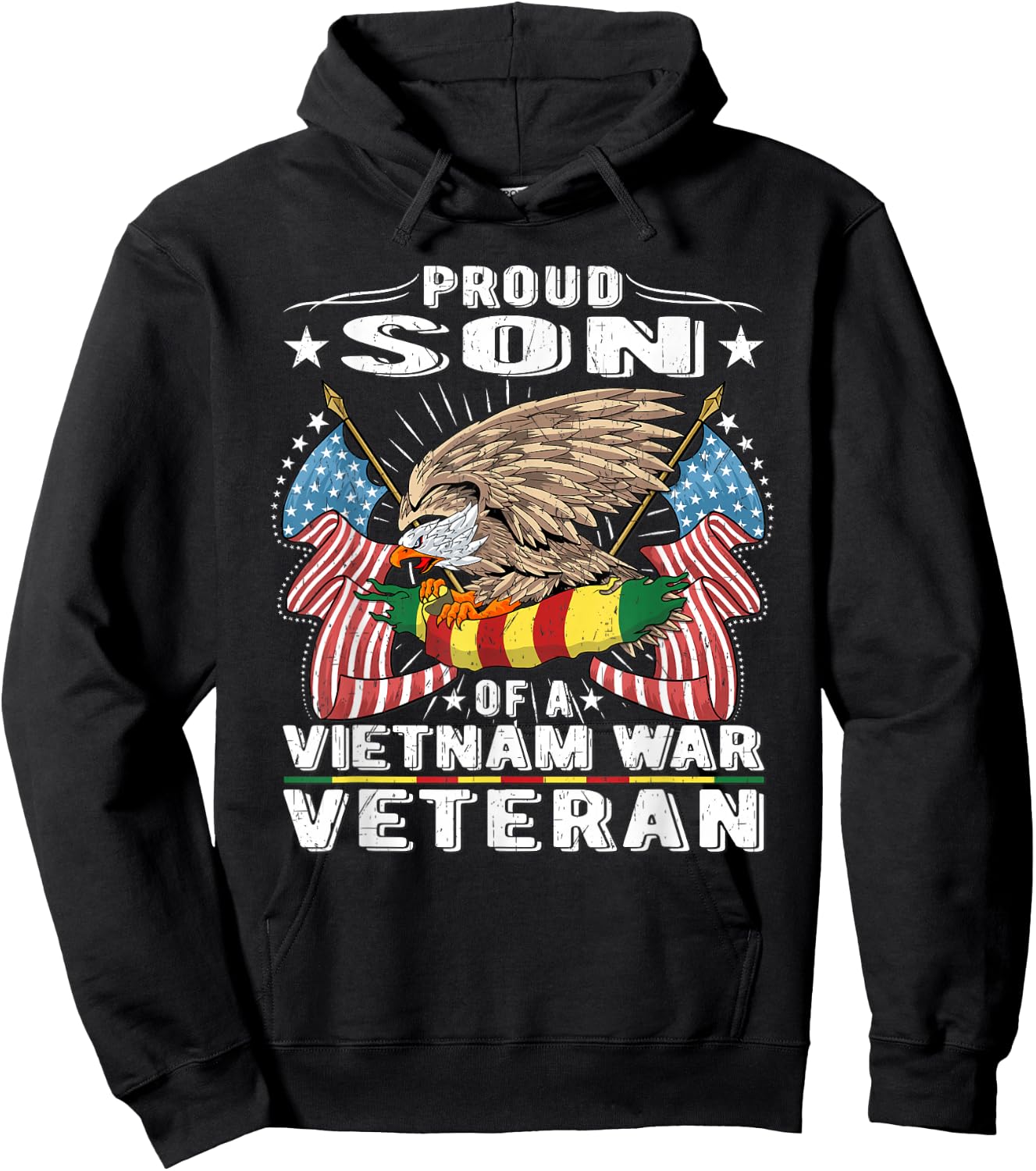 Proud Son Of A Vietnam War Veteran Military Vet's Child Gift Hoodie - Hoodie | Black
