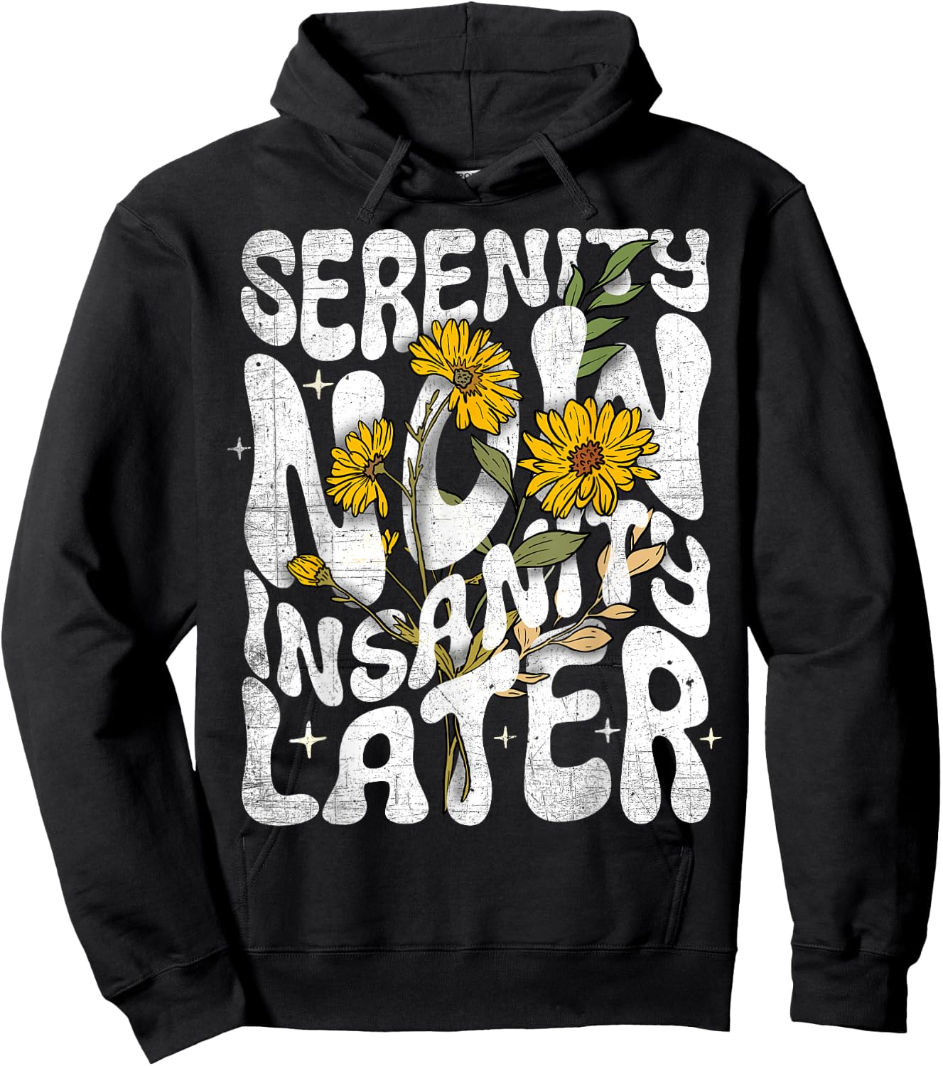 Serenity Now Insanity Later Funny Saying Graphic Quote Hoodie - Hoodie | Black