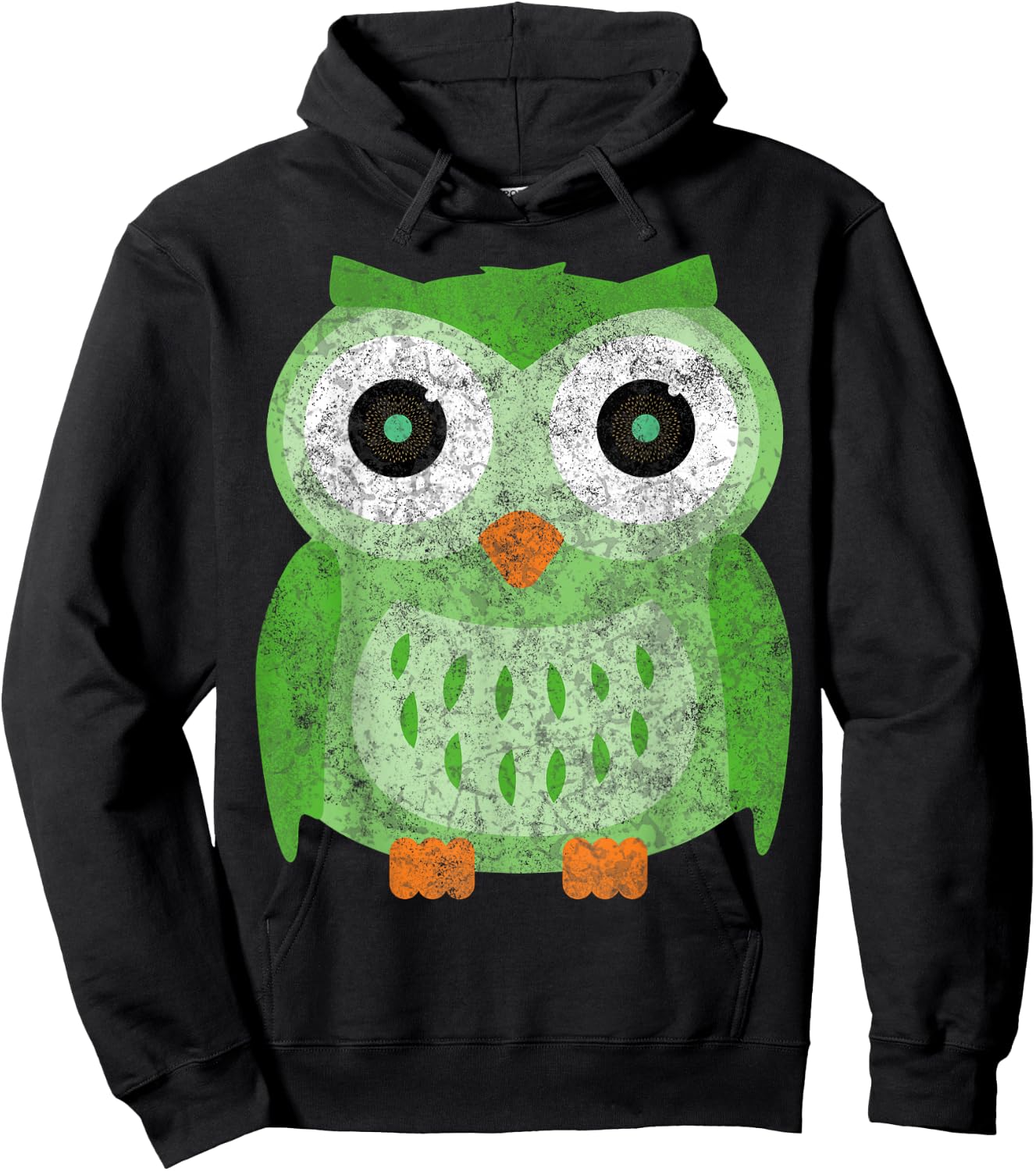 Large Green Owl for Any Owl Fan - Vintage Owls Hoodie - Hoodie | Black