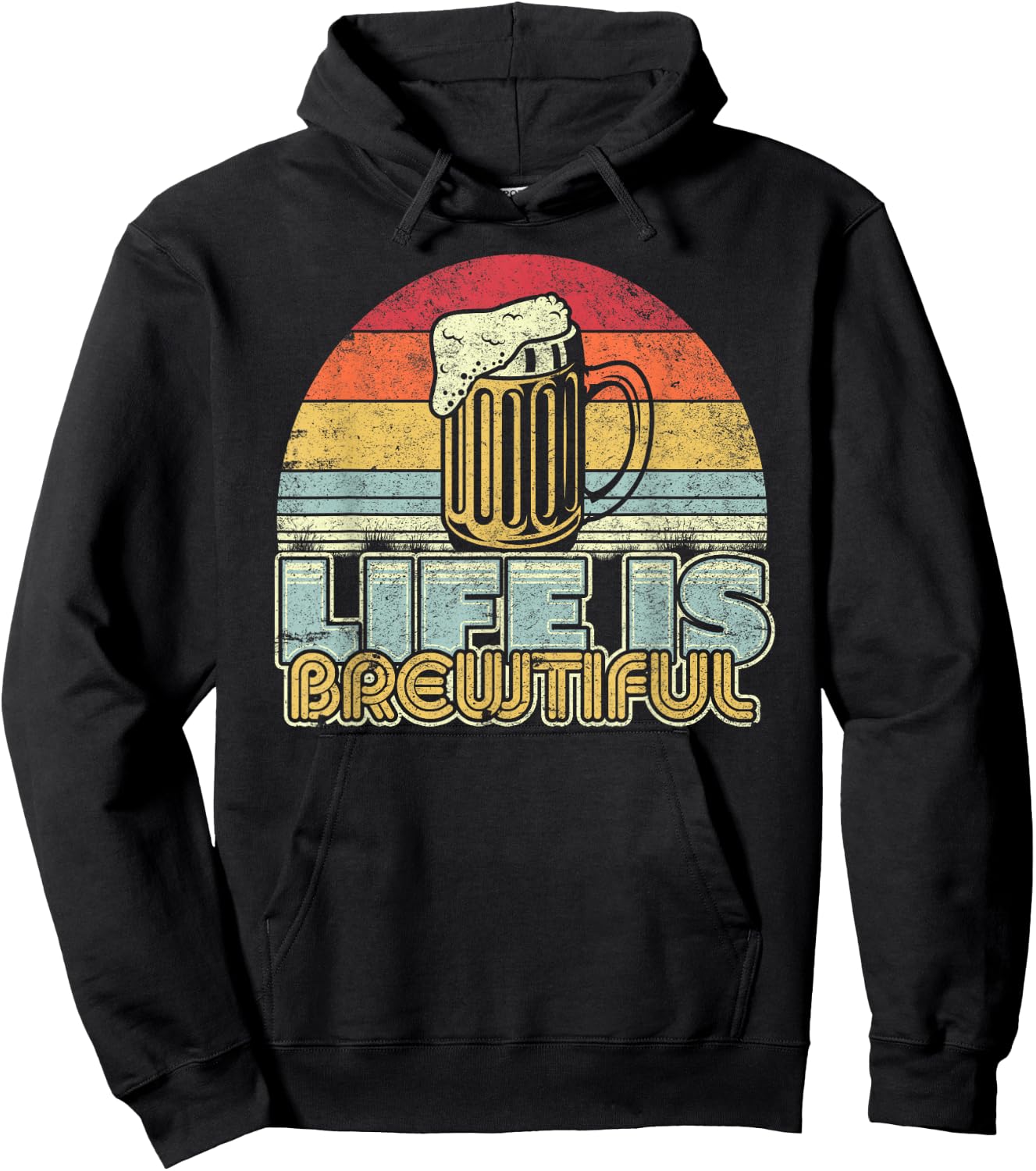 Life Is Brewtiful Beer Funny Drinking Shirt Vintage Hoodie - Hoodie | Black