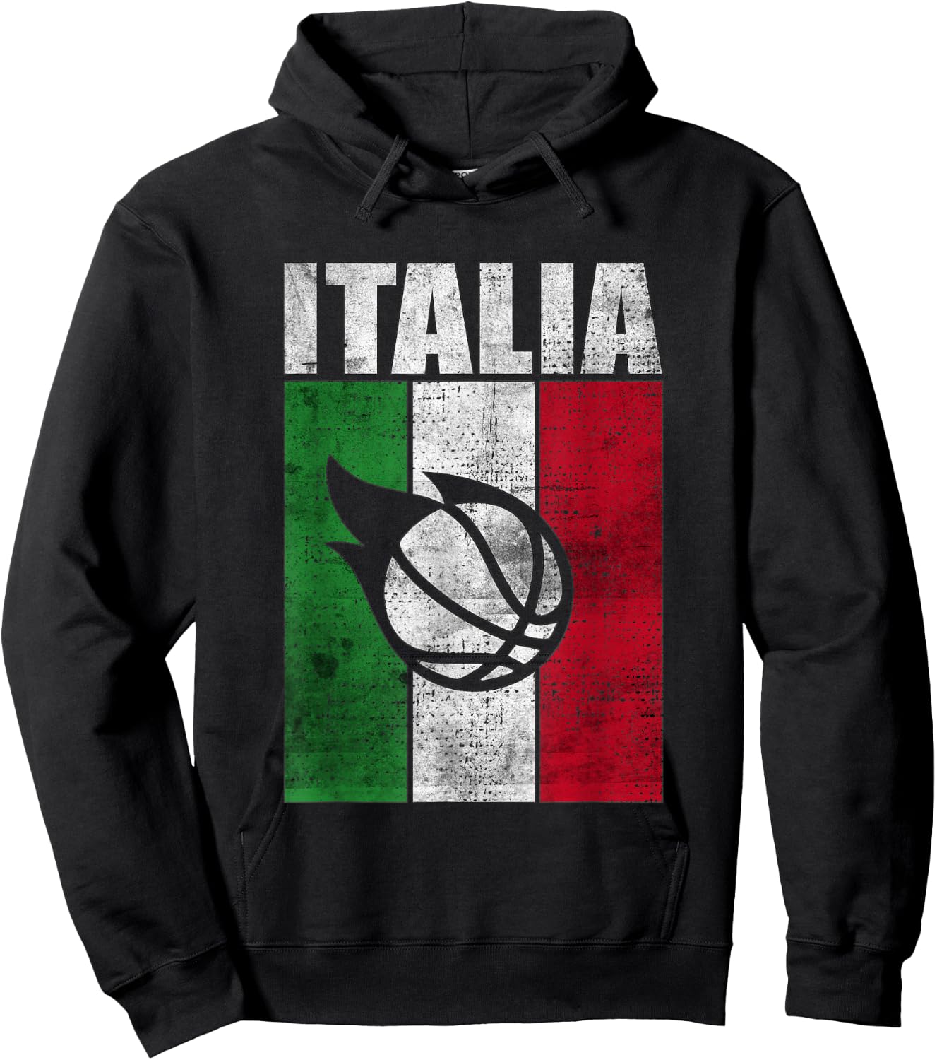 Italia Basketball Italy Flag Retro Vintage Grunge Art Hoodie - Hoodie | Black