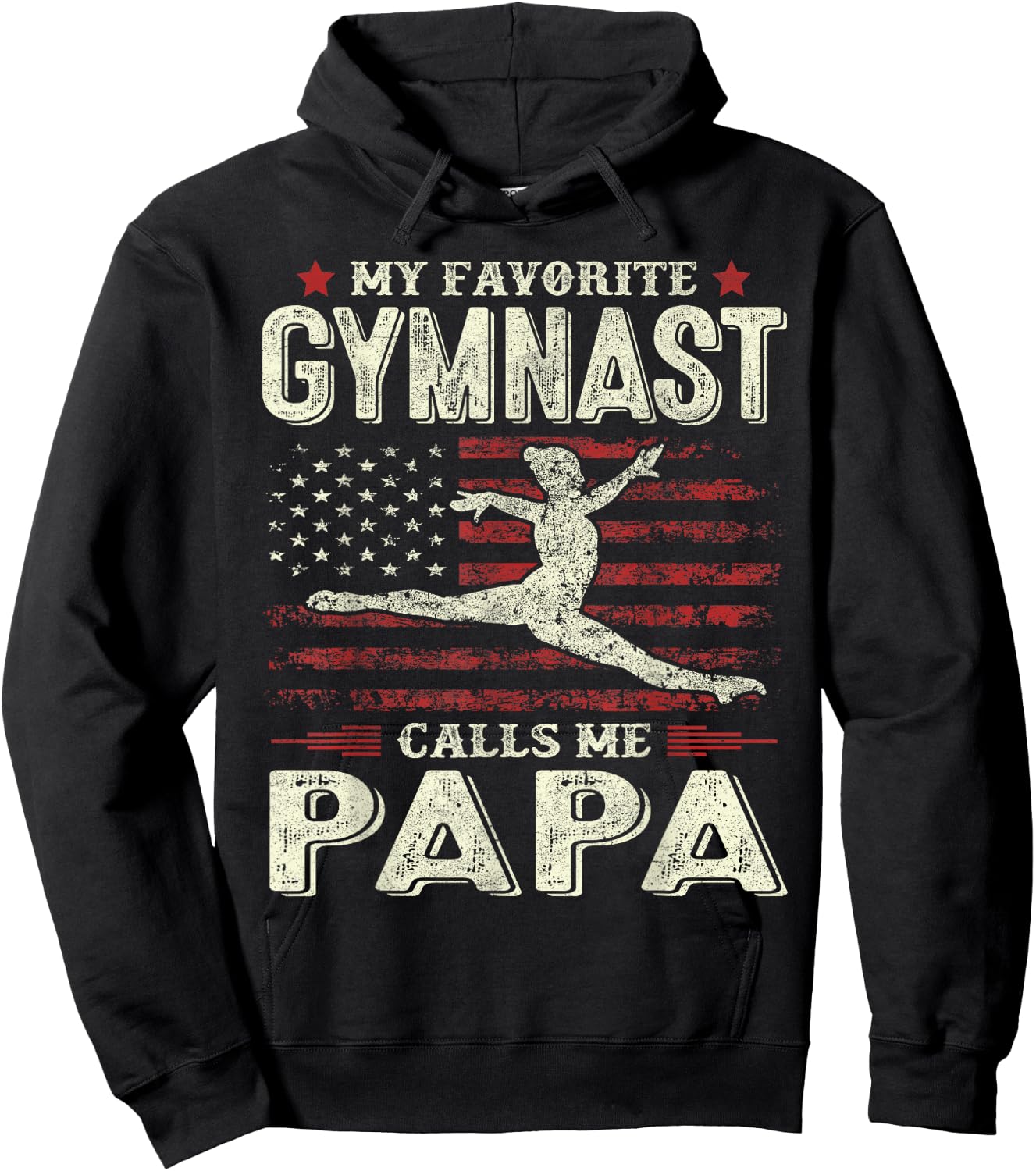 Favorite Gymnast Calls Me Papa Flag Gymnastics Father's Day Hoodie - Hoodie | Black