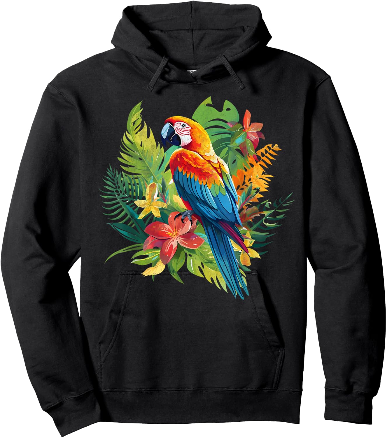 Parrot In Tropical Summer Flower Women Cockatiel Bird Hoodie - Hoodie | Black