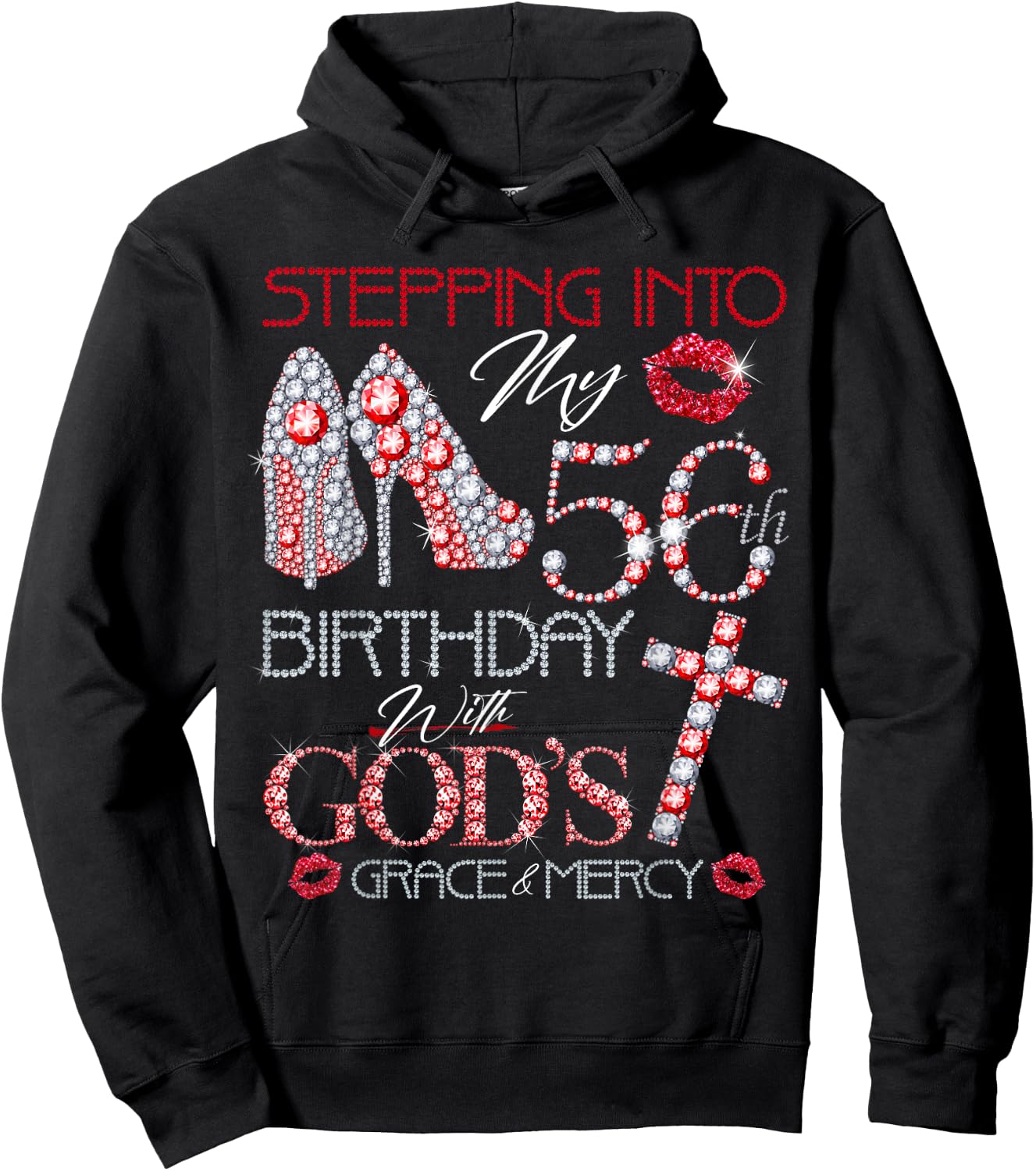 Stepping into my 56th birthday with gods grace and mercy Hoodie - Hoodie | Black