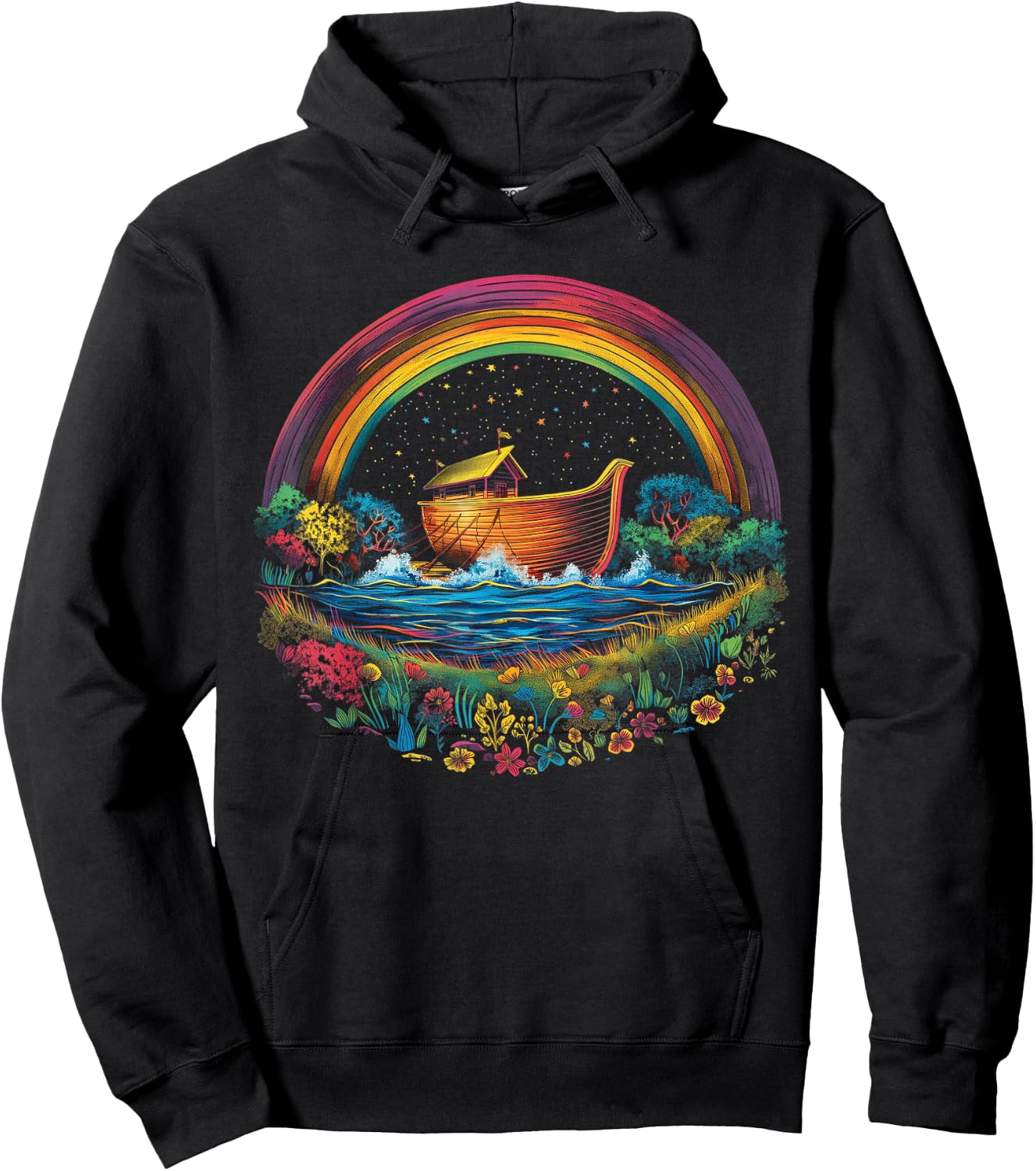 Noah's Ark Christian Rainbow Popart - Religious Catholic Hoodie - Hoodie | Black