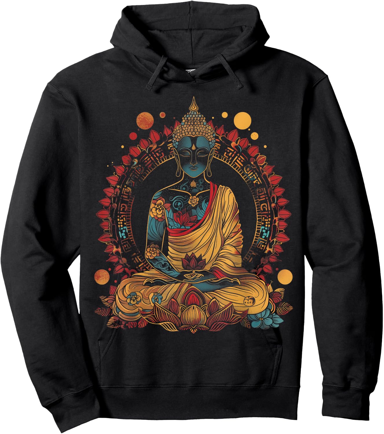 Buddha Vintage Flowers Zen Buddhist Buddhism Yoga Spiritual Hoodie - Hoodie | Black