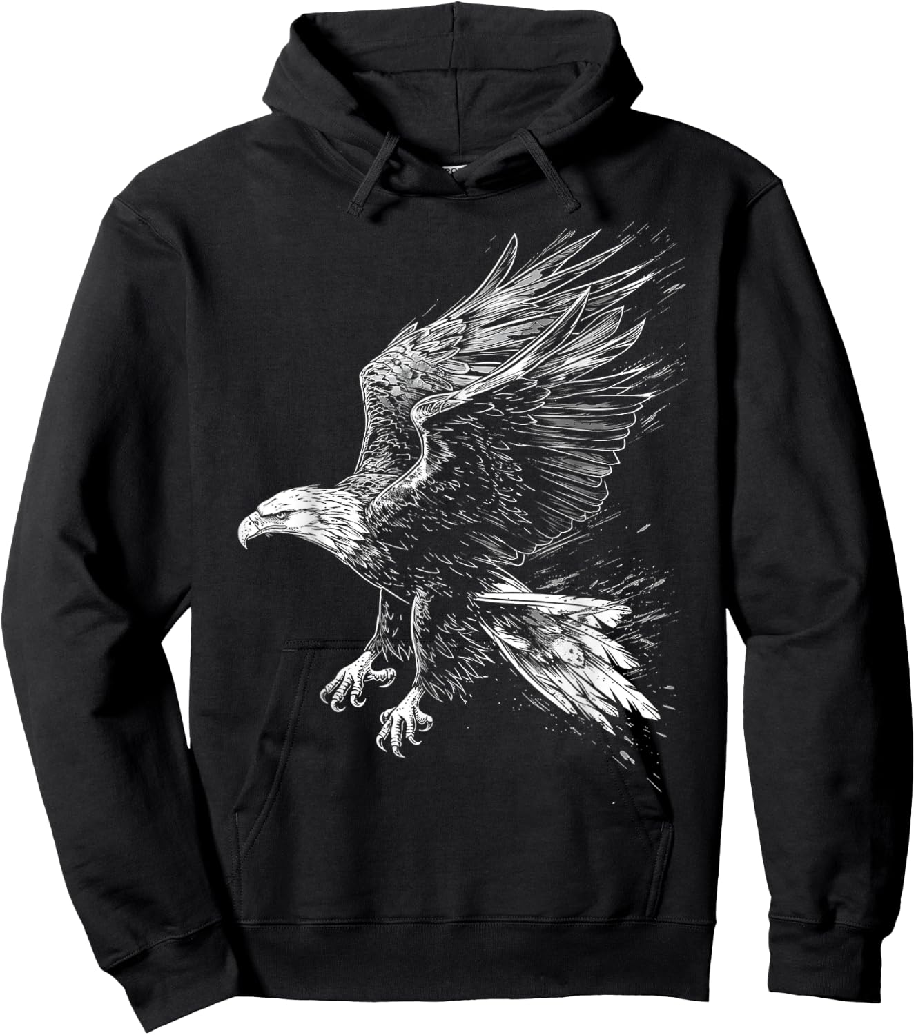 Eagle Drawing Animal Graphic Art Eagle Hoodie - Hoodie | Black