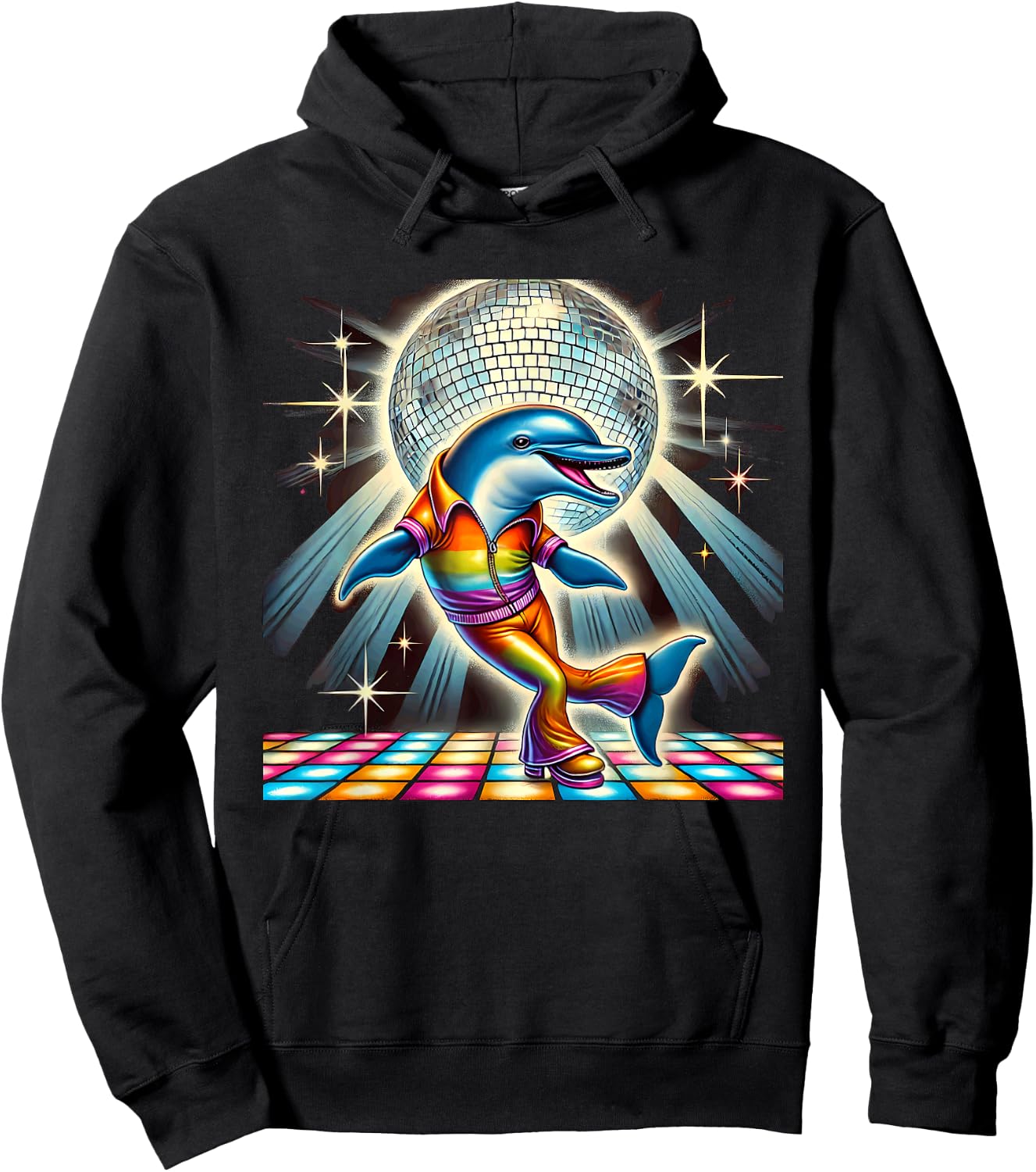 Aesthetic Dolphin Disco Hoodie - Hoodie | Black