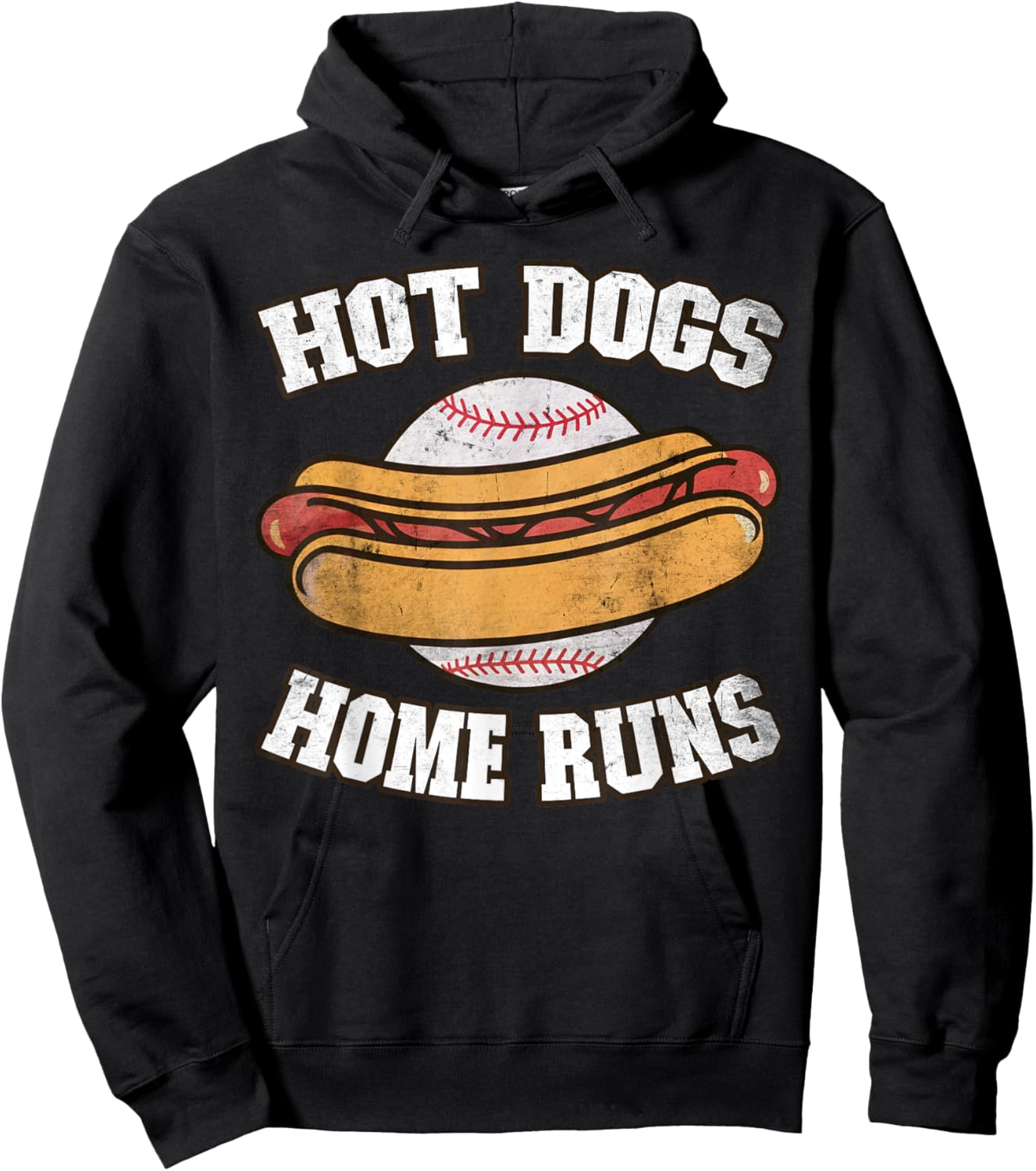 Hot Dogs and Home Runs Ballpark Playing Baseball Hoodie - Hoodie | Black