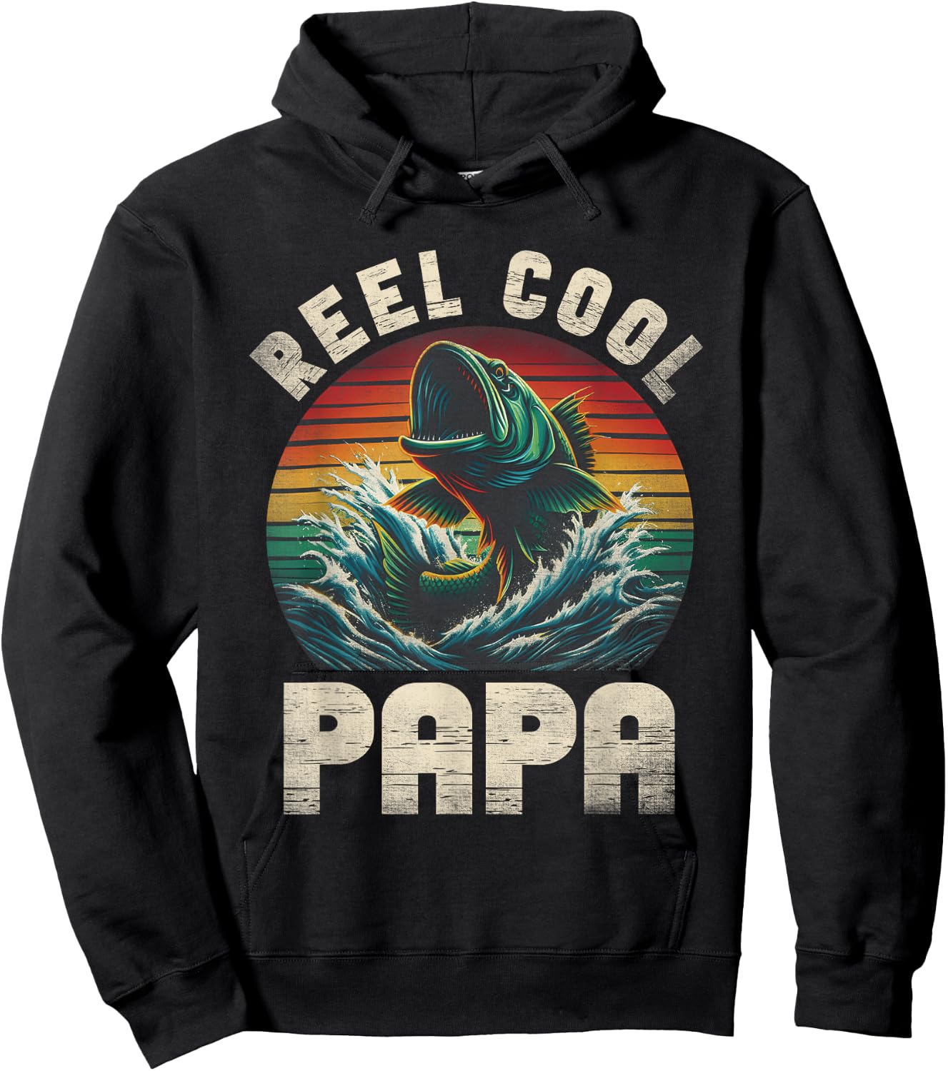 Reel Cool Papa Fishing Papa Father's Day Fisherman Fish Hoodie - Hoodie | Black