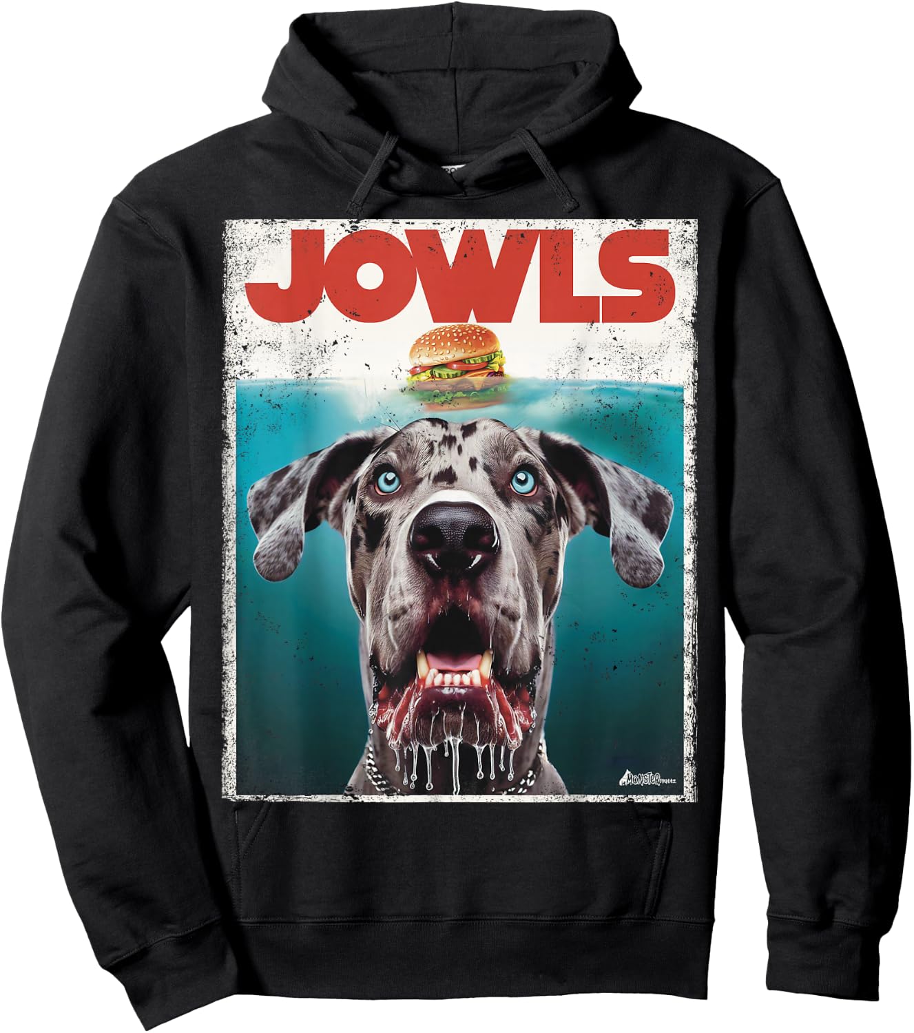 Merle Great Dane Jowls, Paws Top, Blue Eye Brown Dog Mom Dad Hoodie - Hoodie | Black
