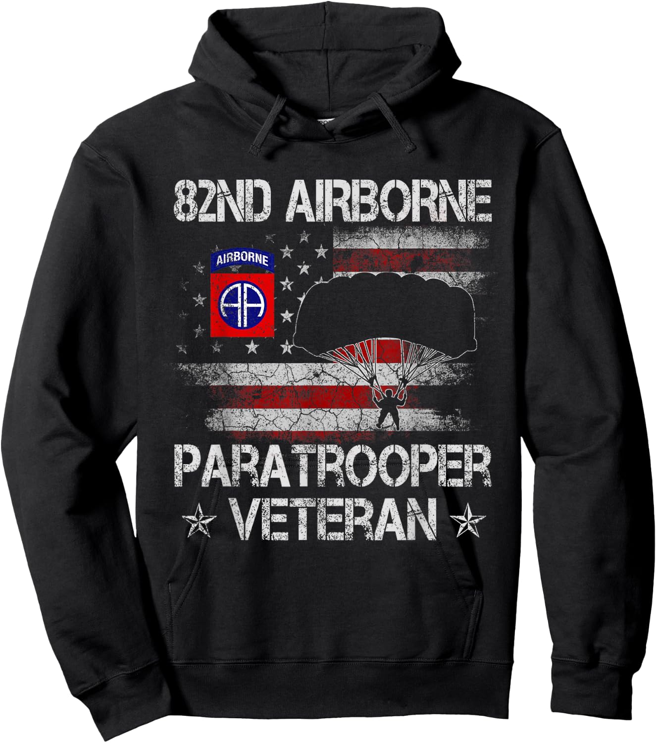 82nd Airborne Paratrooper Veteran Flag , Veterans Day Hoodie - Hoodie | Black