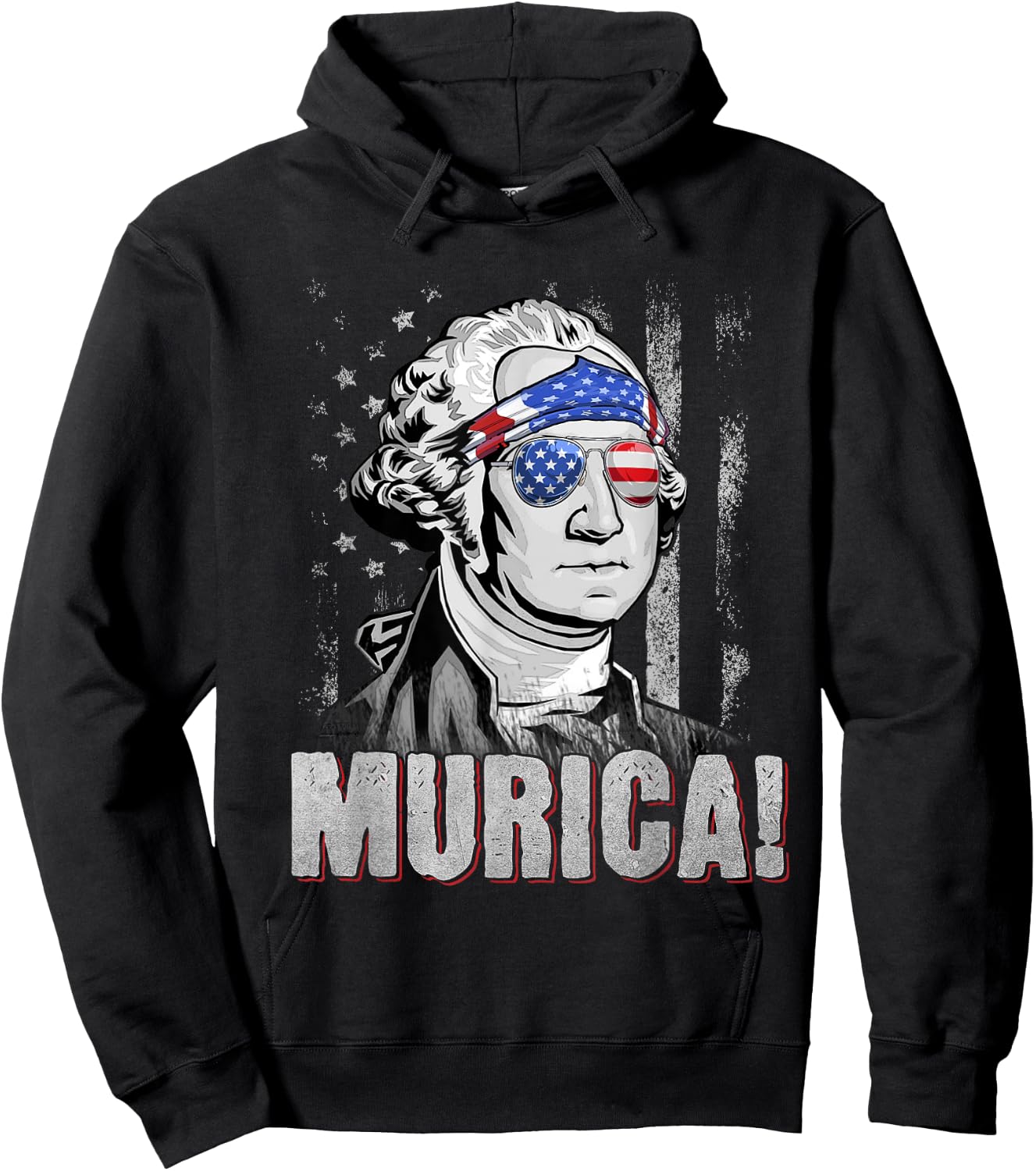 American Flag Murica Patriotic 4th of July George Washington Kids Men Hoodie - Hoodie | Black