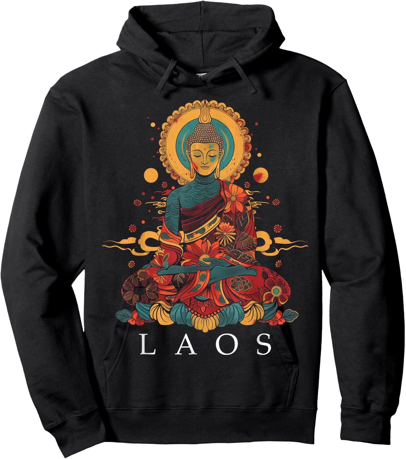 Laos Buddha Vintage Buddhist Souvenir Hoodie - Hoodie | Black