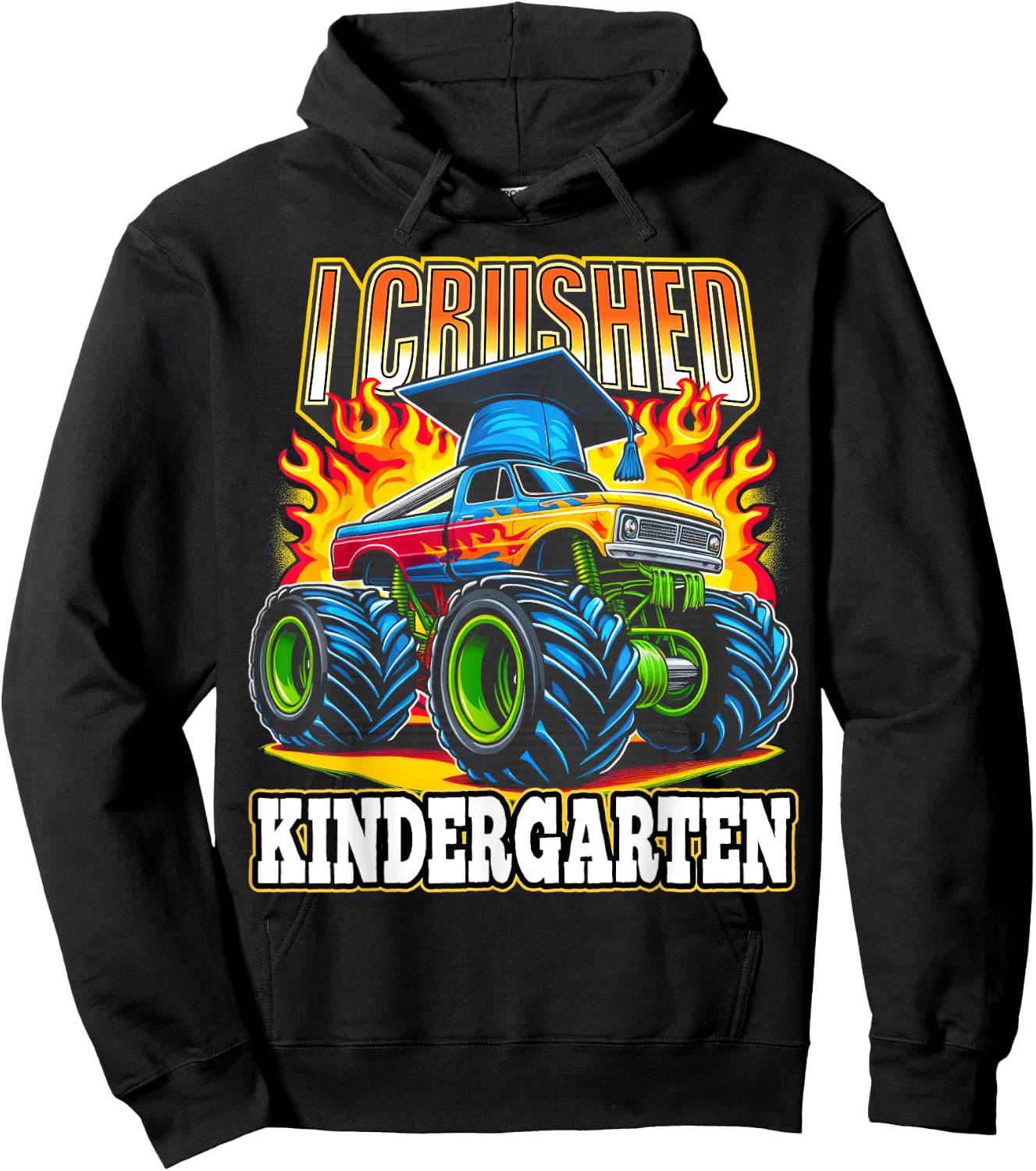 Graduation Kindergarten Monster Truck Boys I Crushed Grad Hoodie - Hoodie | Black
