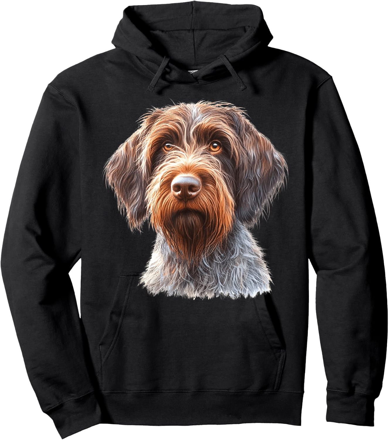 Urban Empyre Wirehaired Pointing Griffon Dog Adults , Black, Small, Short Sleeve, Classic Fit, Modern, Cartoon Dog, Animal Print, Blended Fabric, , 1 Count Hoodie - Hoodie | Black