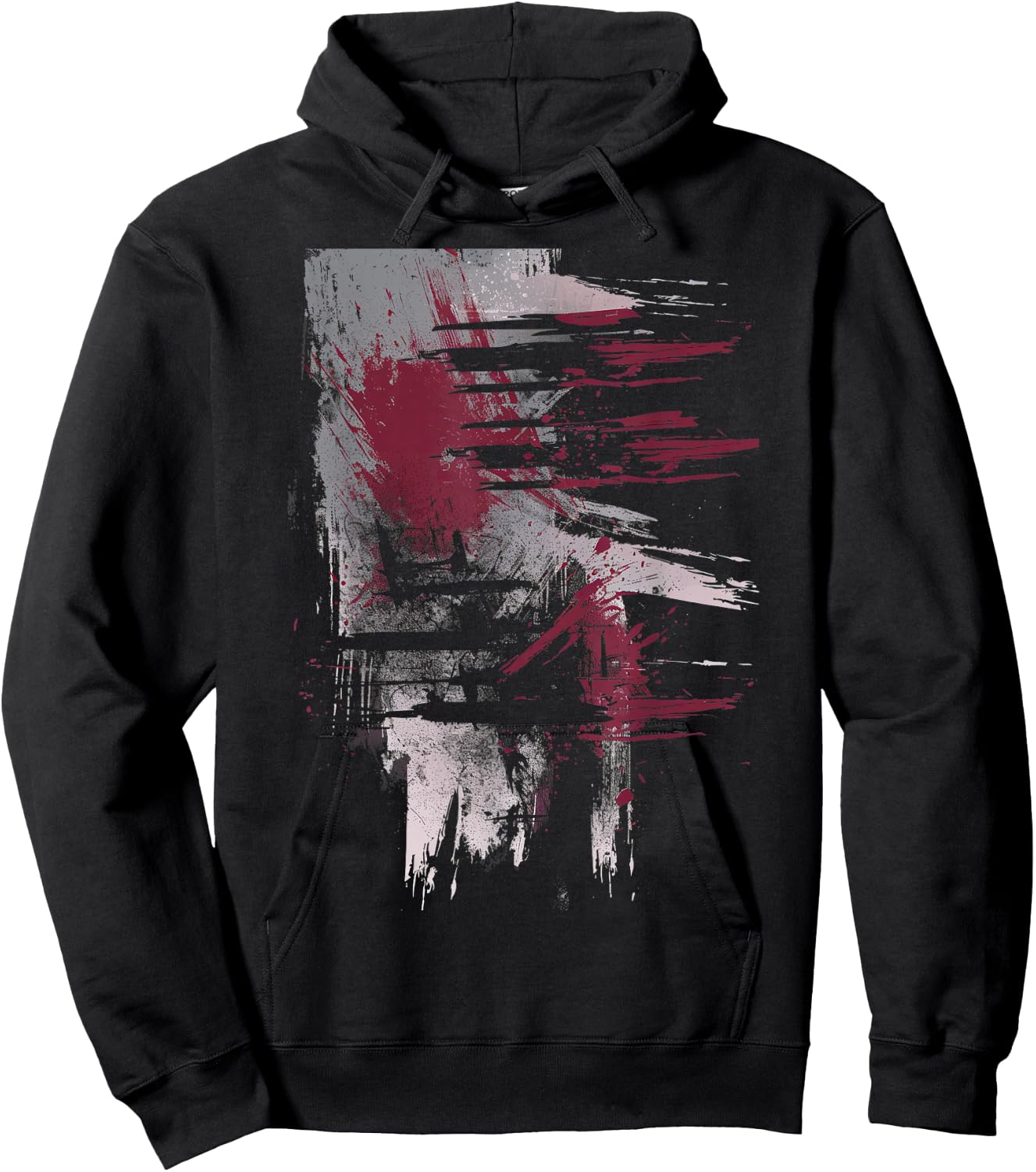 Grunge Black and Red Artistic Design Hoodie - Hoodie | Black