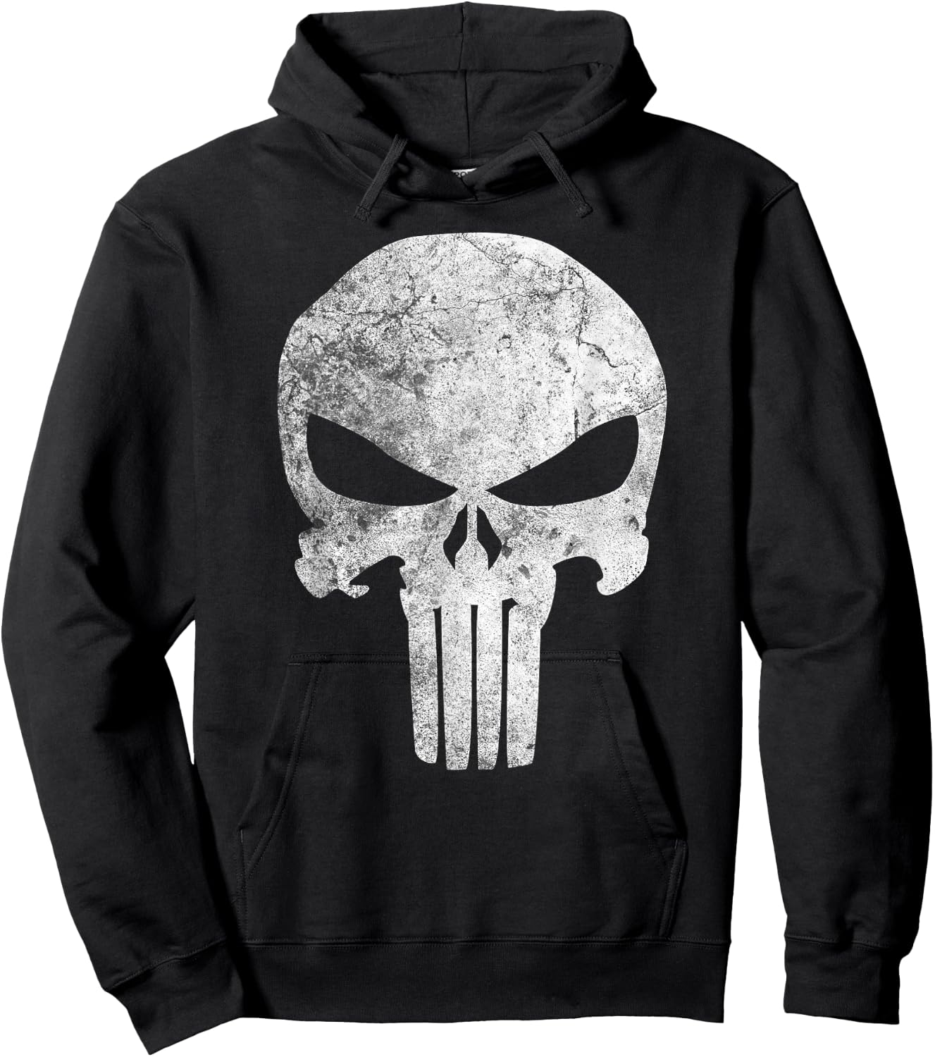 Marvel Comics Punisher Skull Symbol Distressed Hoodie - Hoodie | Black