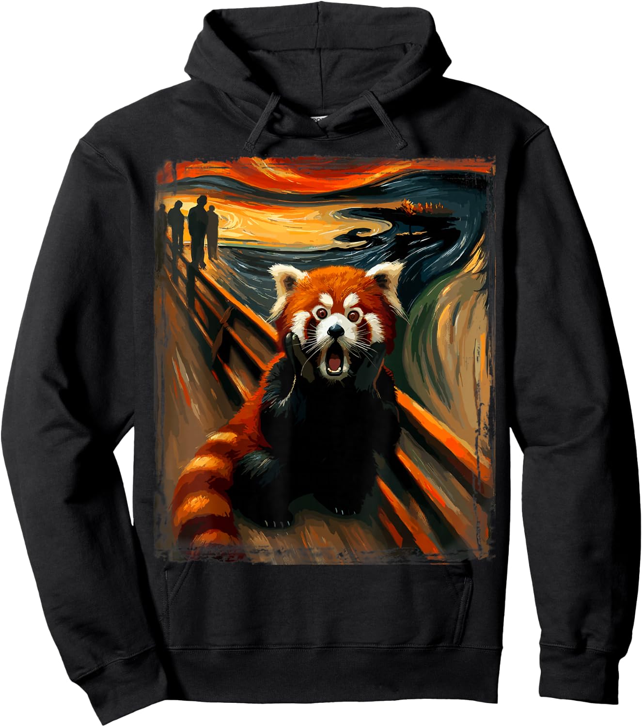 Scream Parody Funny Animal Painting Art Artistic Red Panda Hoodie - Hoodie | Black