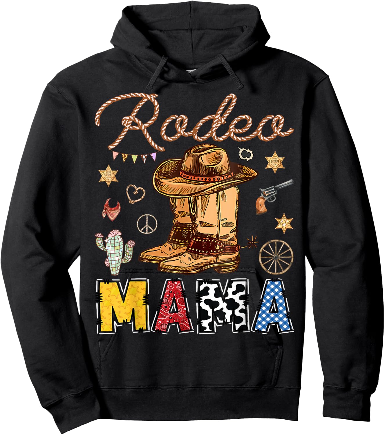 Rodeo Mama Western Birthday Cowboy Matching Family Hoodie - Hoodie | Black
