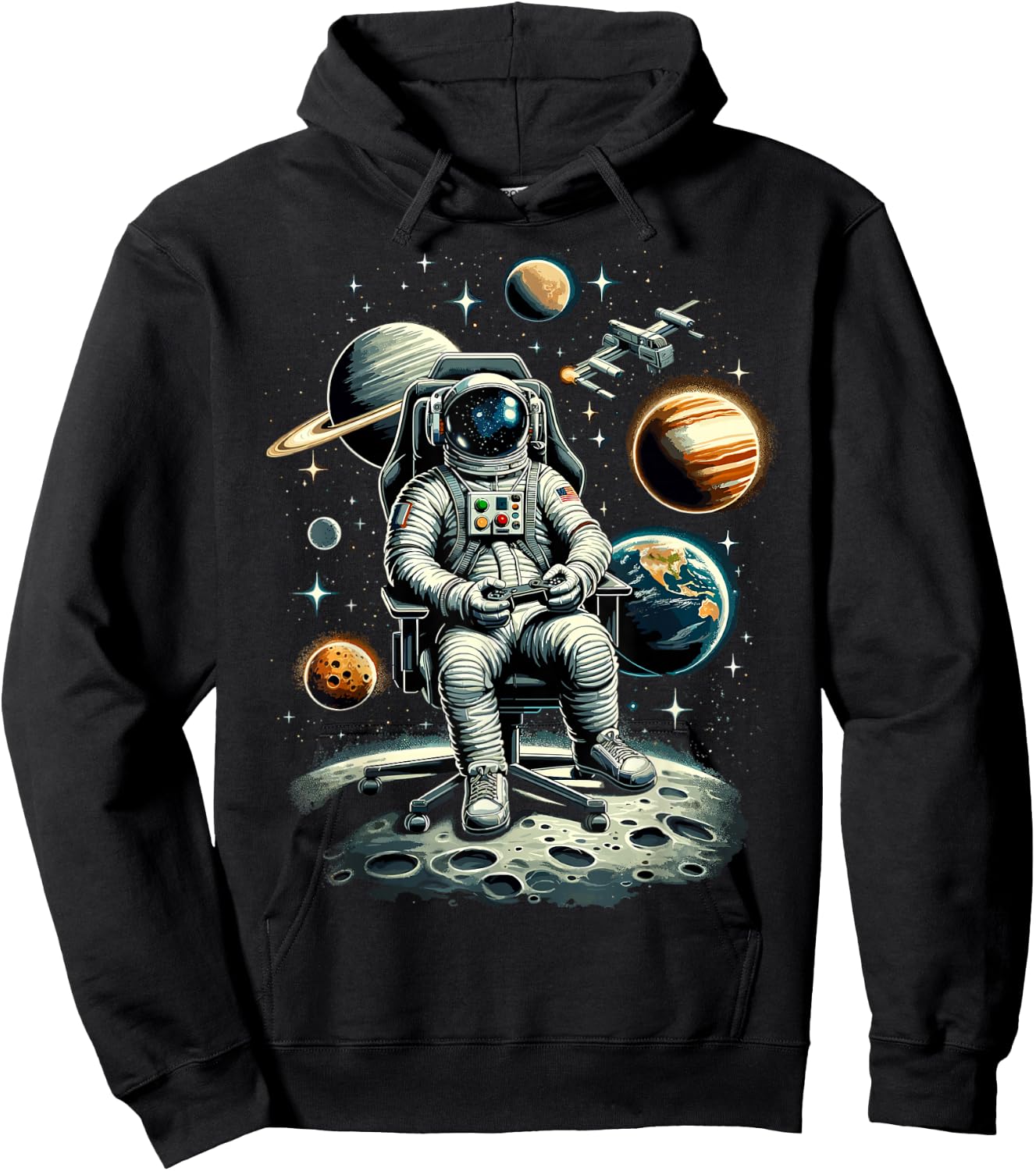 Astronaut Space Gaming System Planets Astronaut Gamer Hoodie - Hoodie | Black
