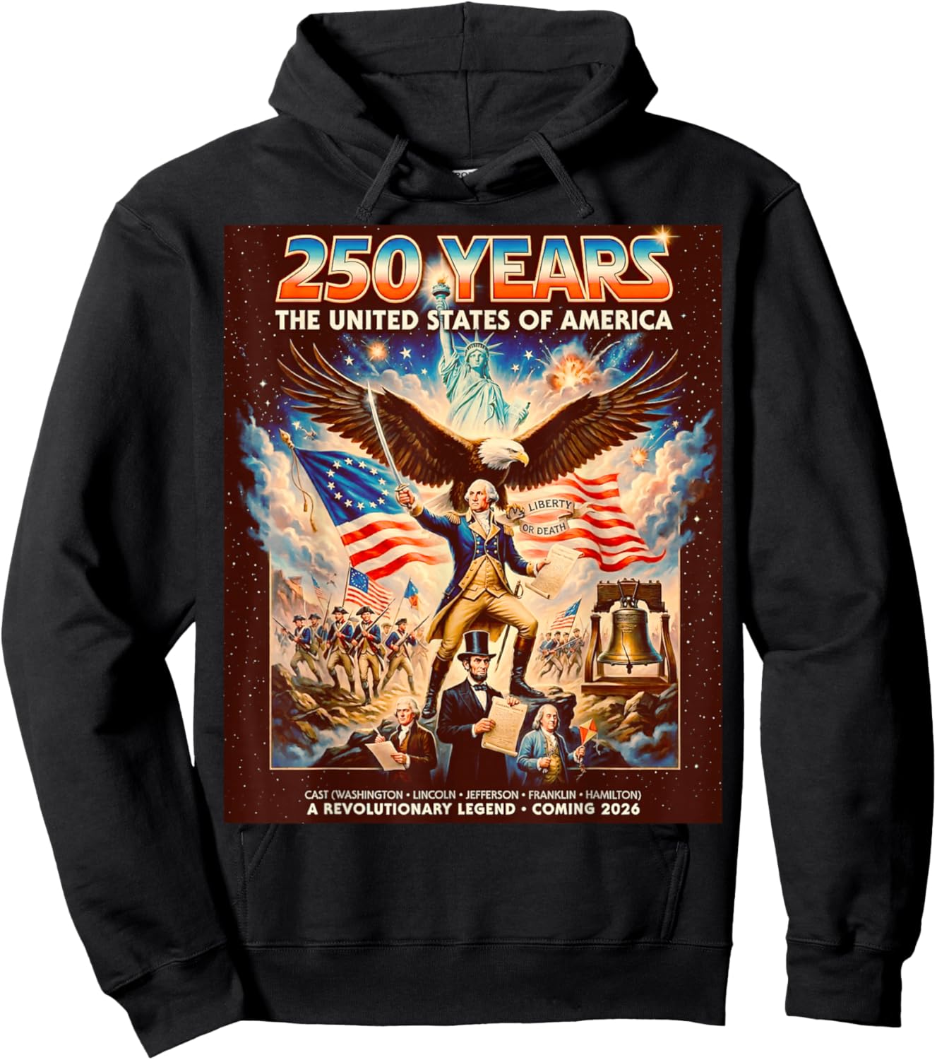 Retro Funny Poster Style United States 250 Anniversary Hoodie - Hoodie | Black