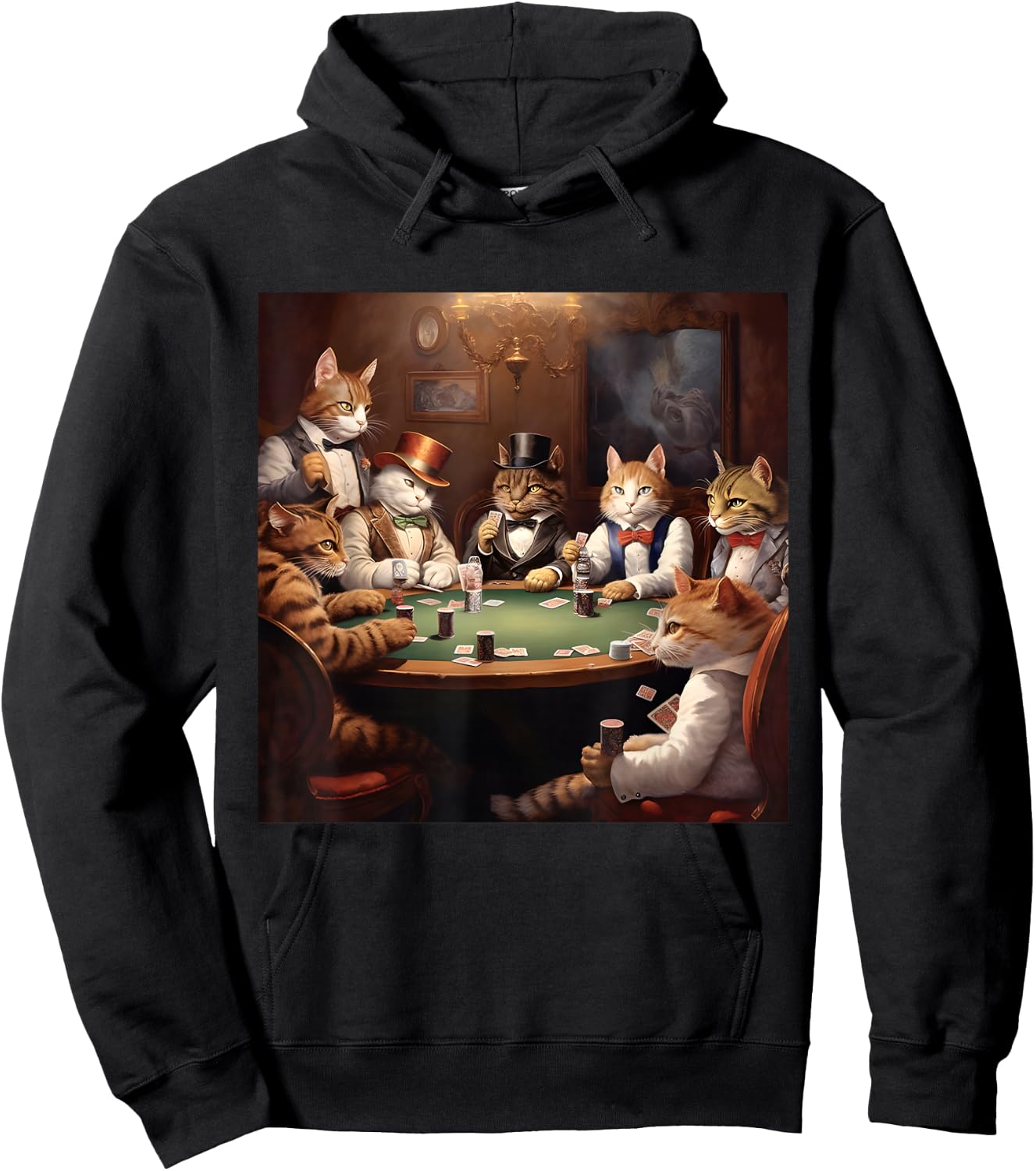 Poker Cat Lover Casino Gambling Cats Playing Poker Cards , Small, Black Hoodie - Hoodie | Black