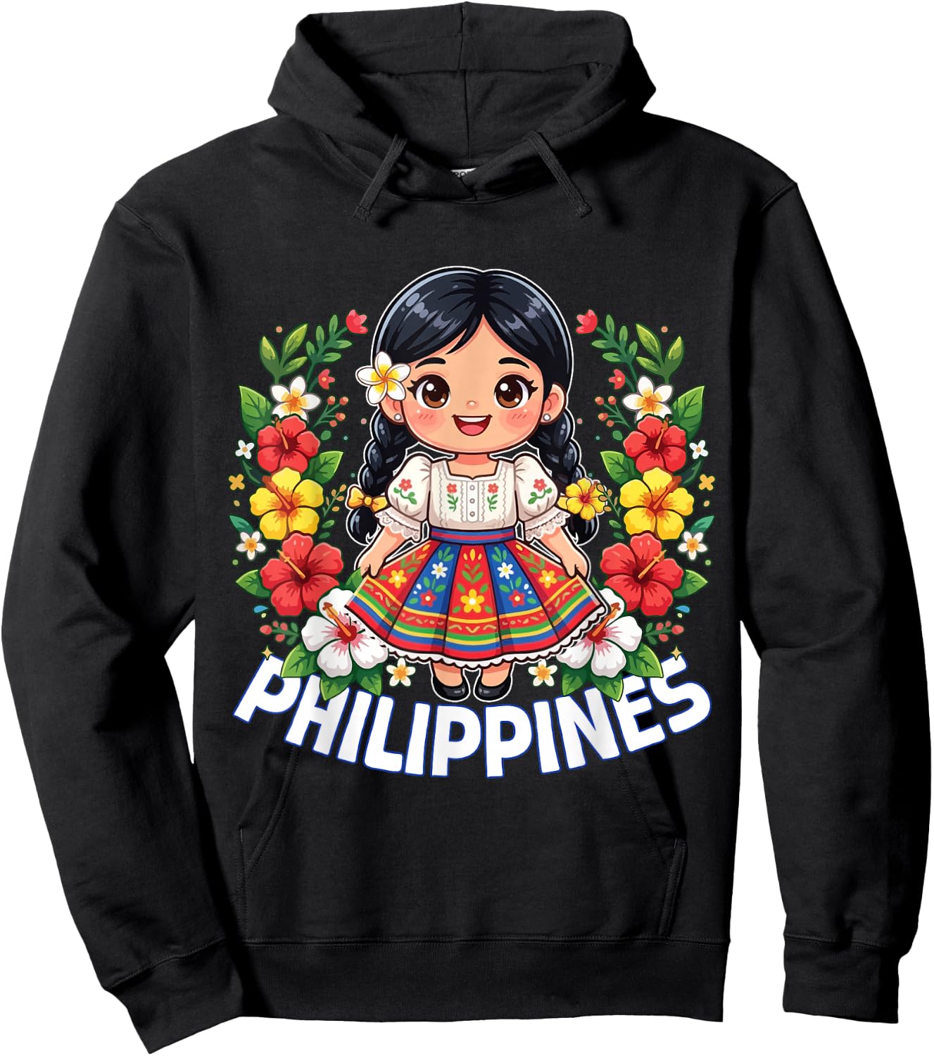 Philippines Flag Culture Cute Filipina Girl Kids Hoodie - Hoodie | Black