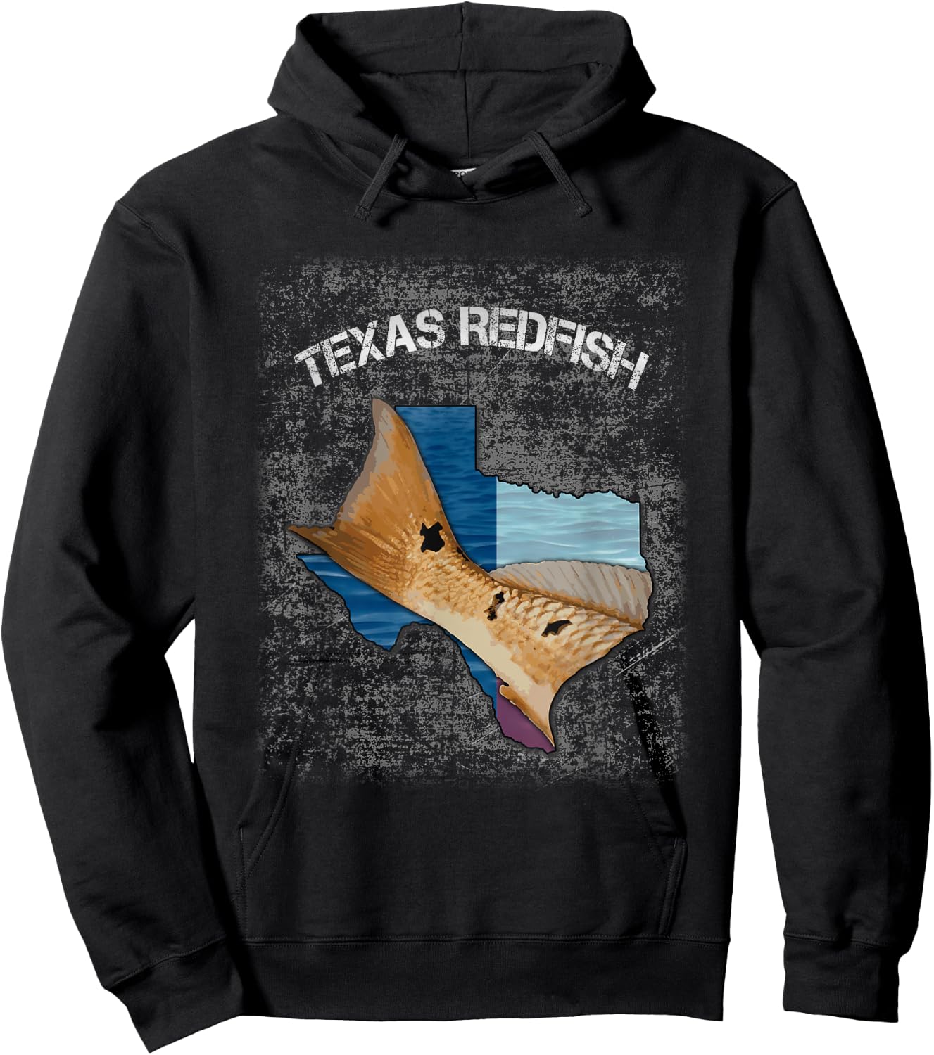 Texas Redfish Texas Flag Fishing Shirt Hoodie - Hoodie | Black
