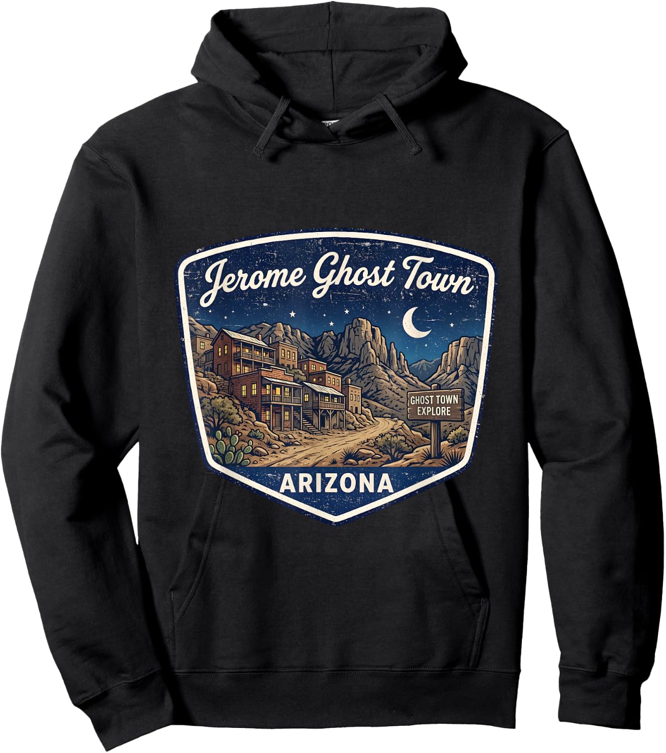 Jerome Ghost Town Arizona Explore Vintage Western Desert Hoodie - Hoodie | Black