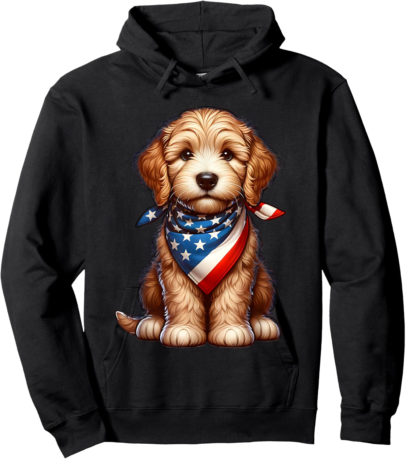 Cute Labradoodle Puppy 4th Of July Dog Kids Men Hoodie - Hoodie | Black