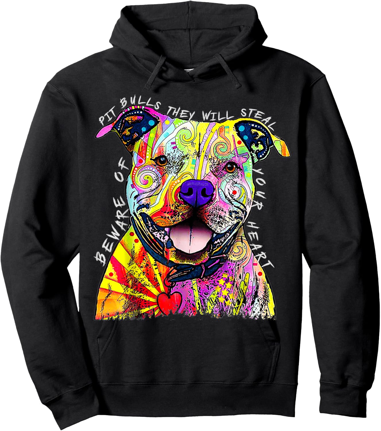 Funny Beware of Pit Bulls, Dean Russo Pitbull Original Hoodie - Hoodie | Black