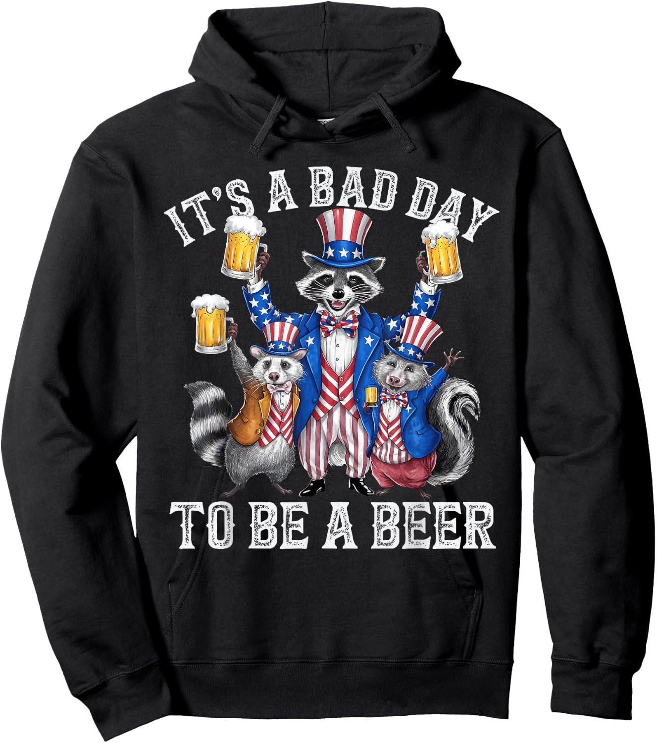 Raccoon American Beer Day Bad Day to be a Beer Hoodie - Hoodie | Black
