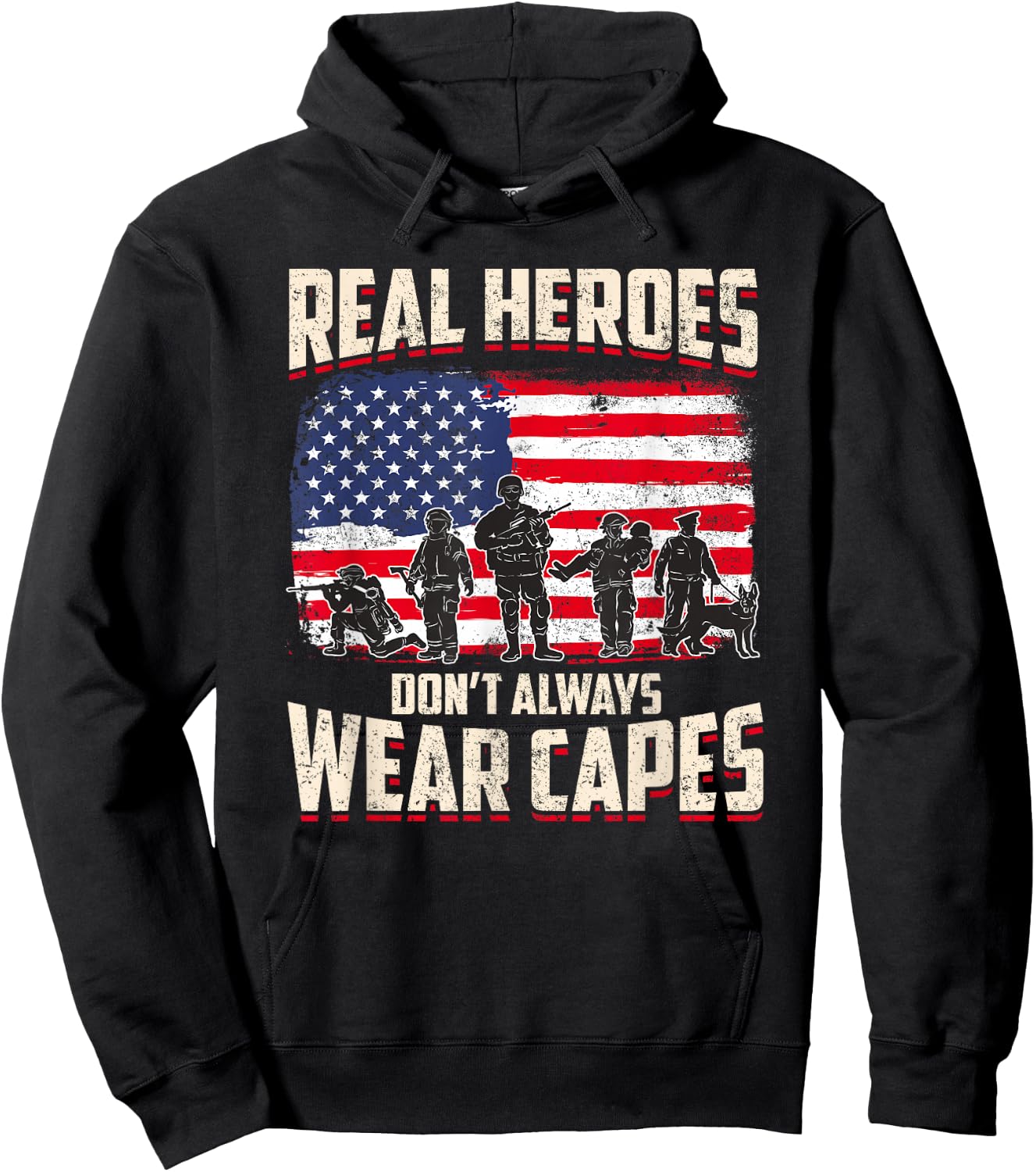 Patriotic First Responders Heroes Shirt Hoodie - Hoodie | Black