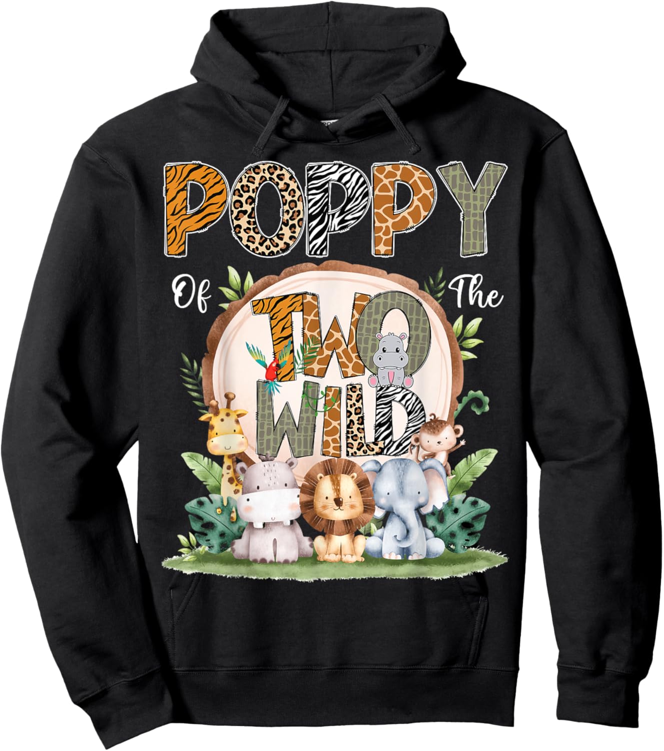 Poppy Of The Two Wild Animal Safari 2Nd Birthday Party Hoodie - Hoodie | Black