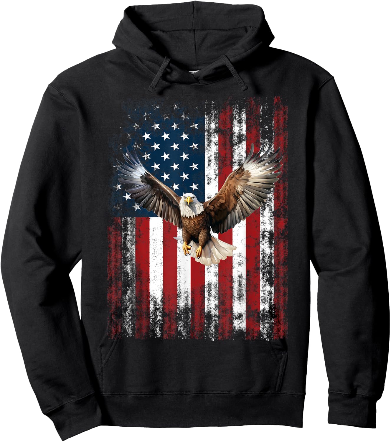Patriotic Eagle 4th Of July USA American Flag Hoodie - Hoodie | Black