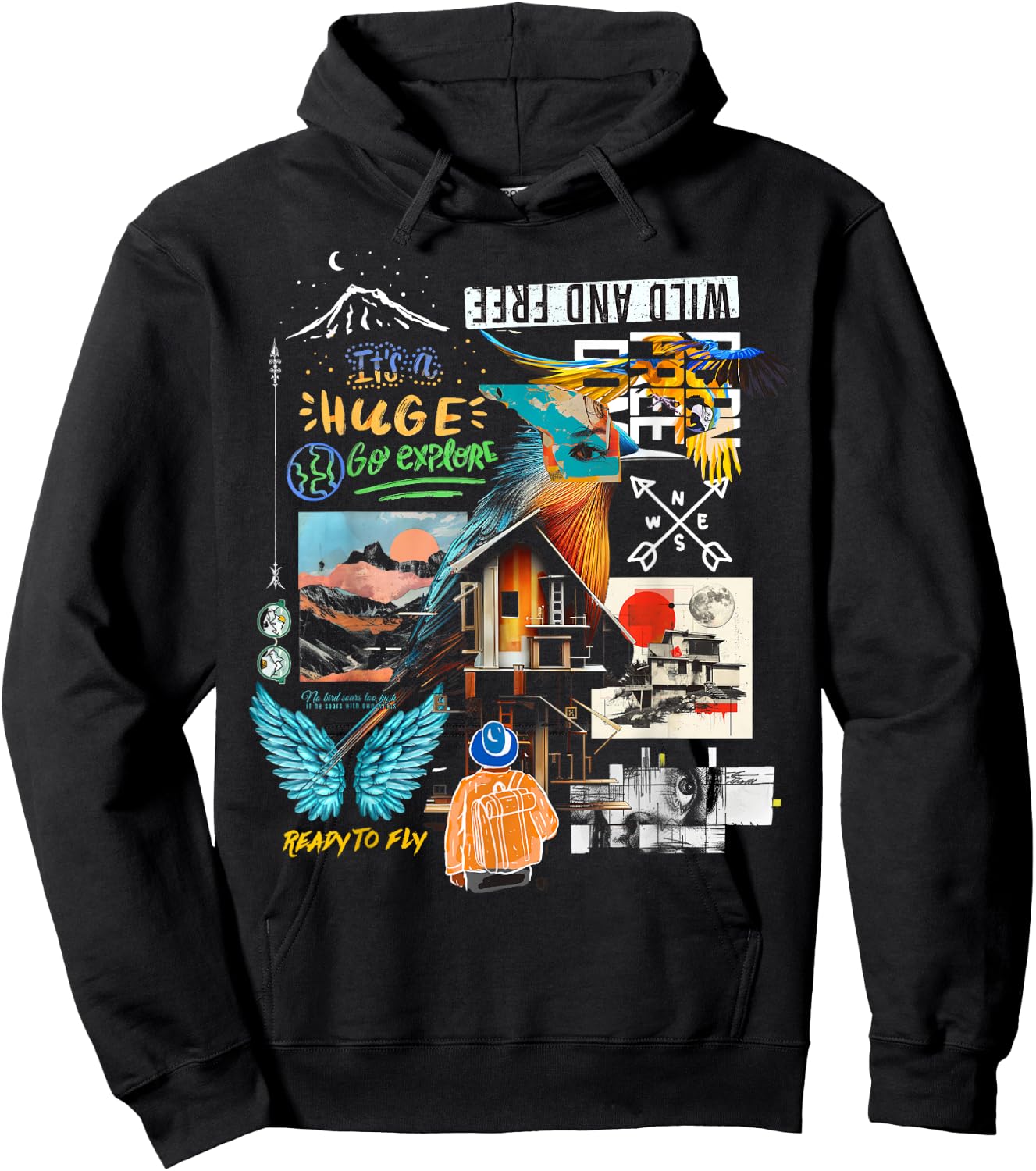 Butterfly | Frontprint | Animal Art Graphic Artwork Butterfl Hoodie - Hoodie | Black