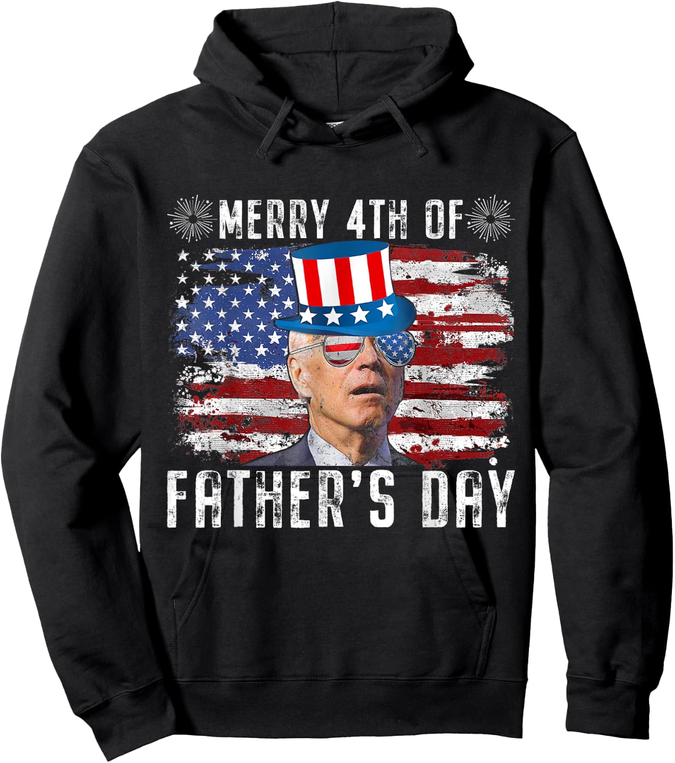 Funny Joe Biden 4th Of July Merry 4th Of Fathers Day US Flag Hoodie - Hoodie | Black