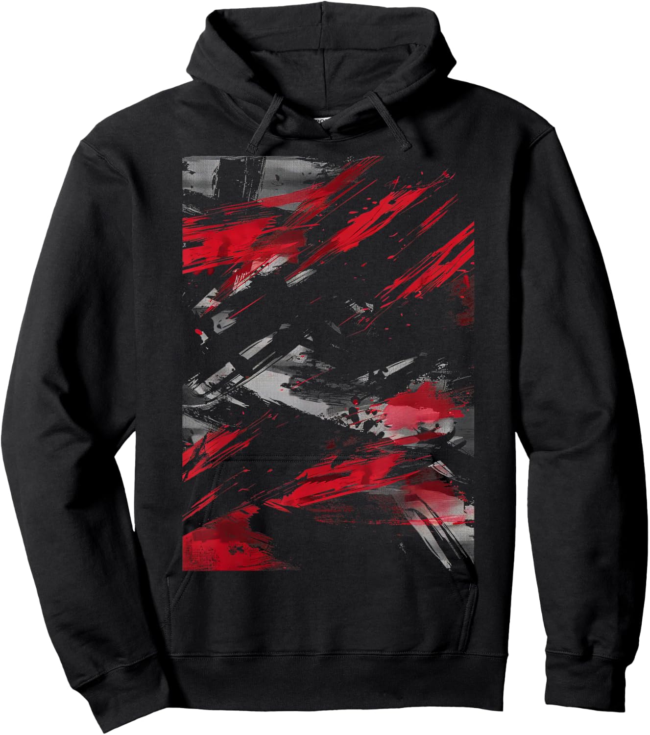 Red and Black Dynamic Splatter Graphic Hoodie - Hoodie | Black