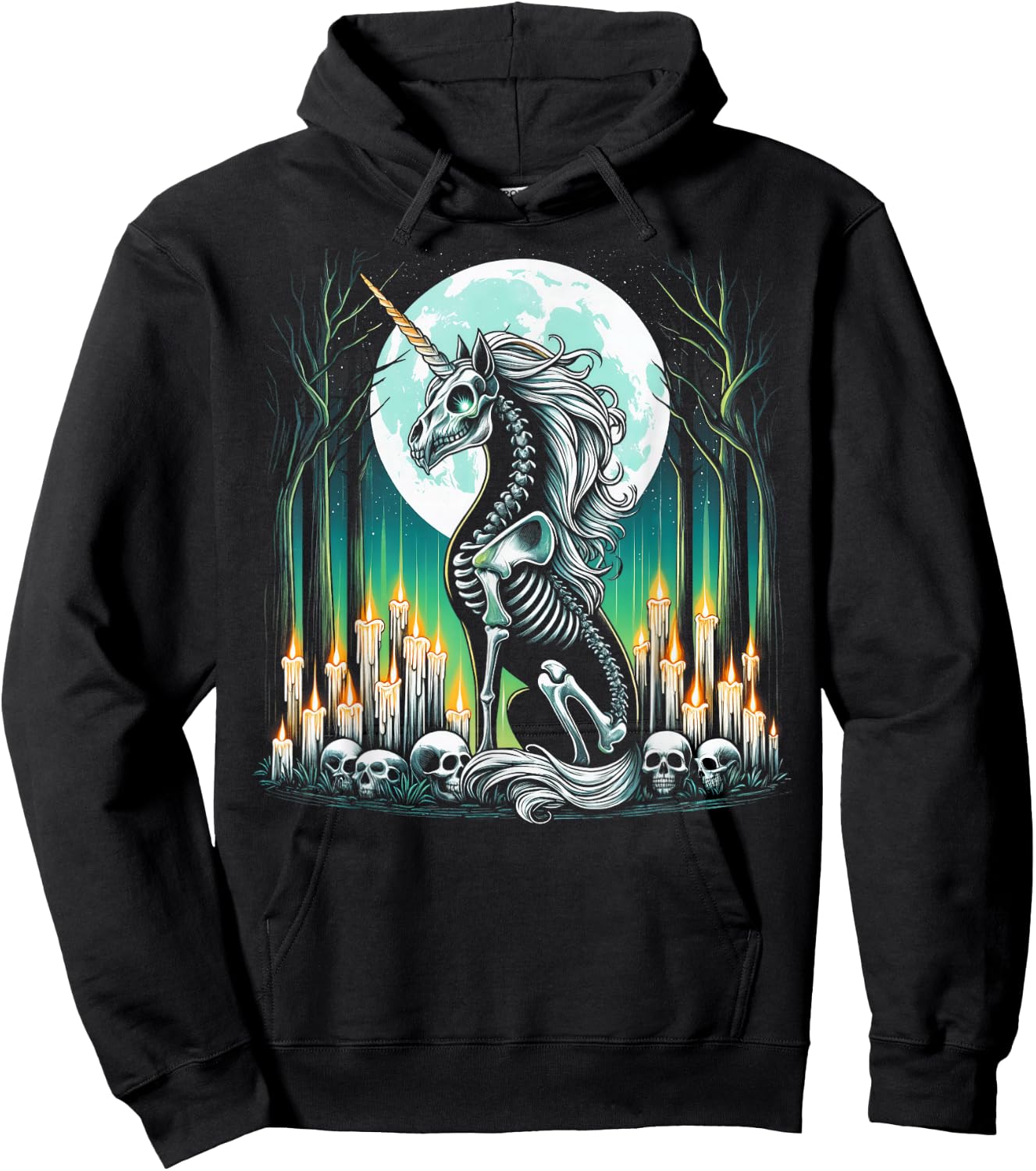 Cool Unicorn Skeleton Halloween Christmas Birthday Hoodie - Hoodie | Black