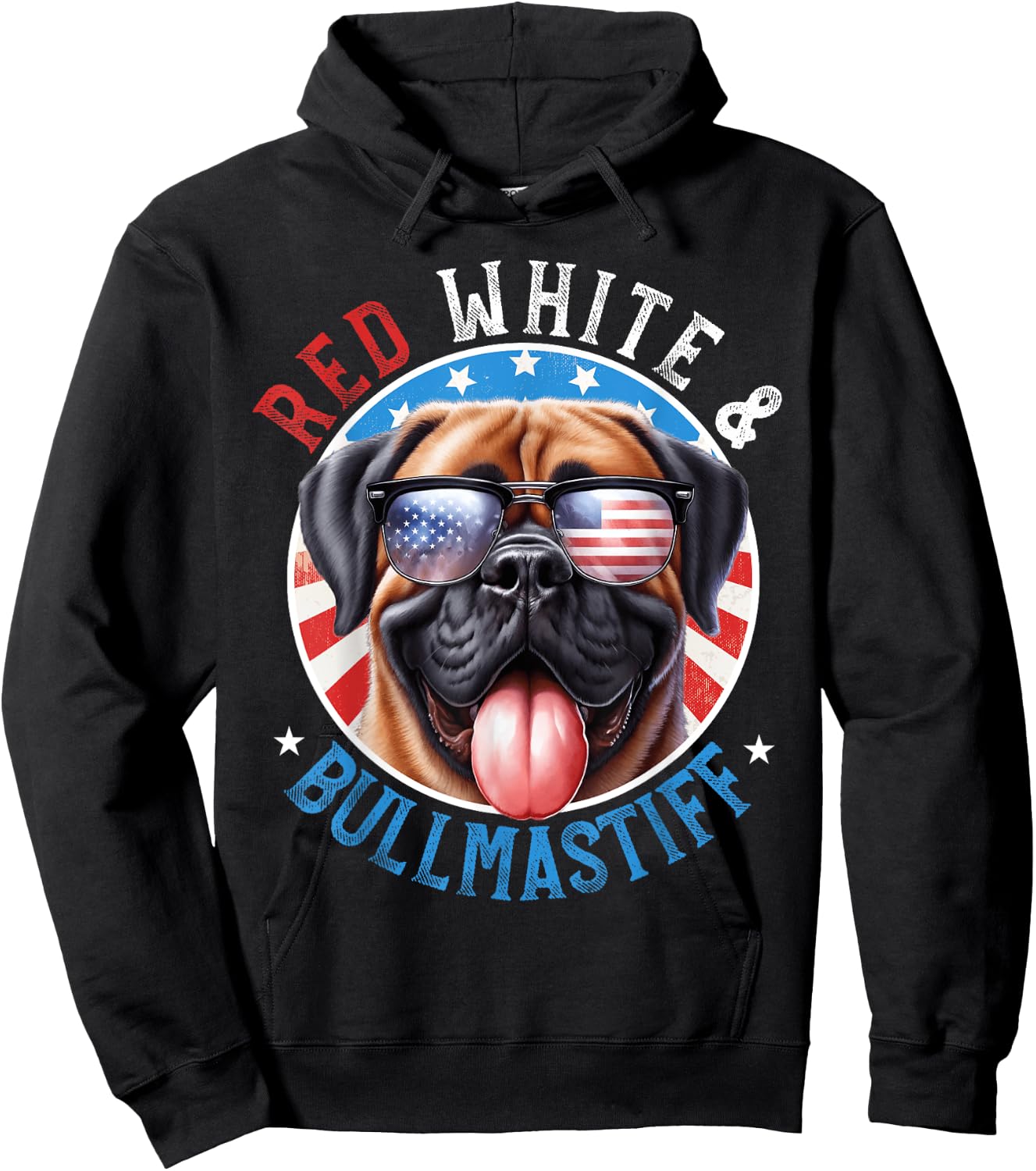 Bullmastiff Dog 4th of July Red White and The Gentle Giant Hoodie - Hoodie | Black
