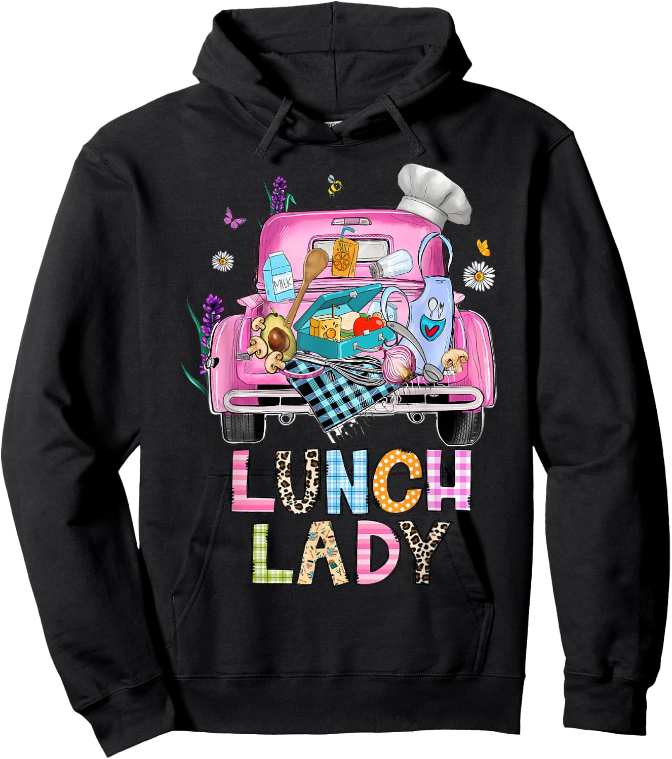 Lunch Lady Cute Truck Lunch Ladies Squad Cafeteria Crew Hoodie - Hoodie | Black