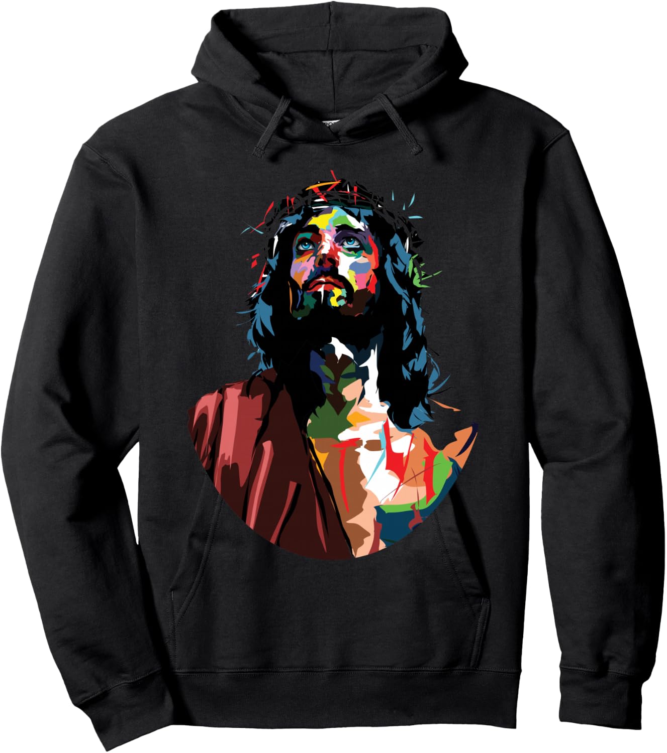 Vintage God King Jesus Christ Sweet Face Image Hoodie - Hoodie | Black