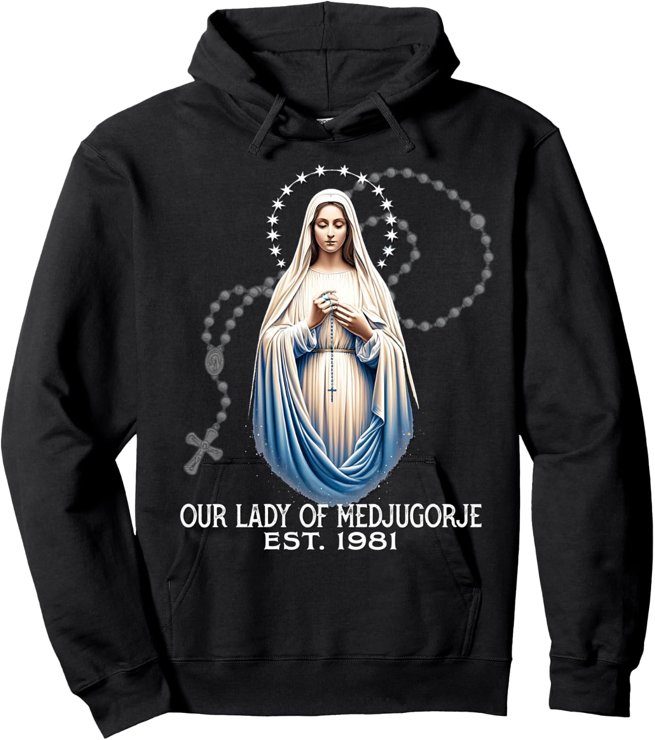 Our Lady of Medjugorje Pilgrimage Marian Catholic Hoodie - Hoodie | Black